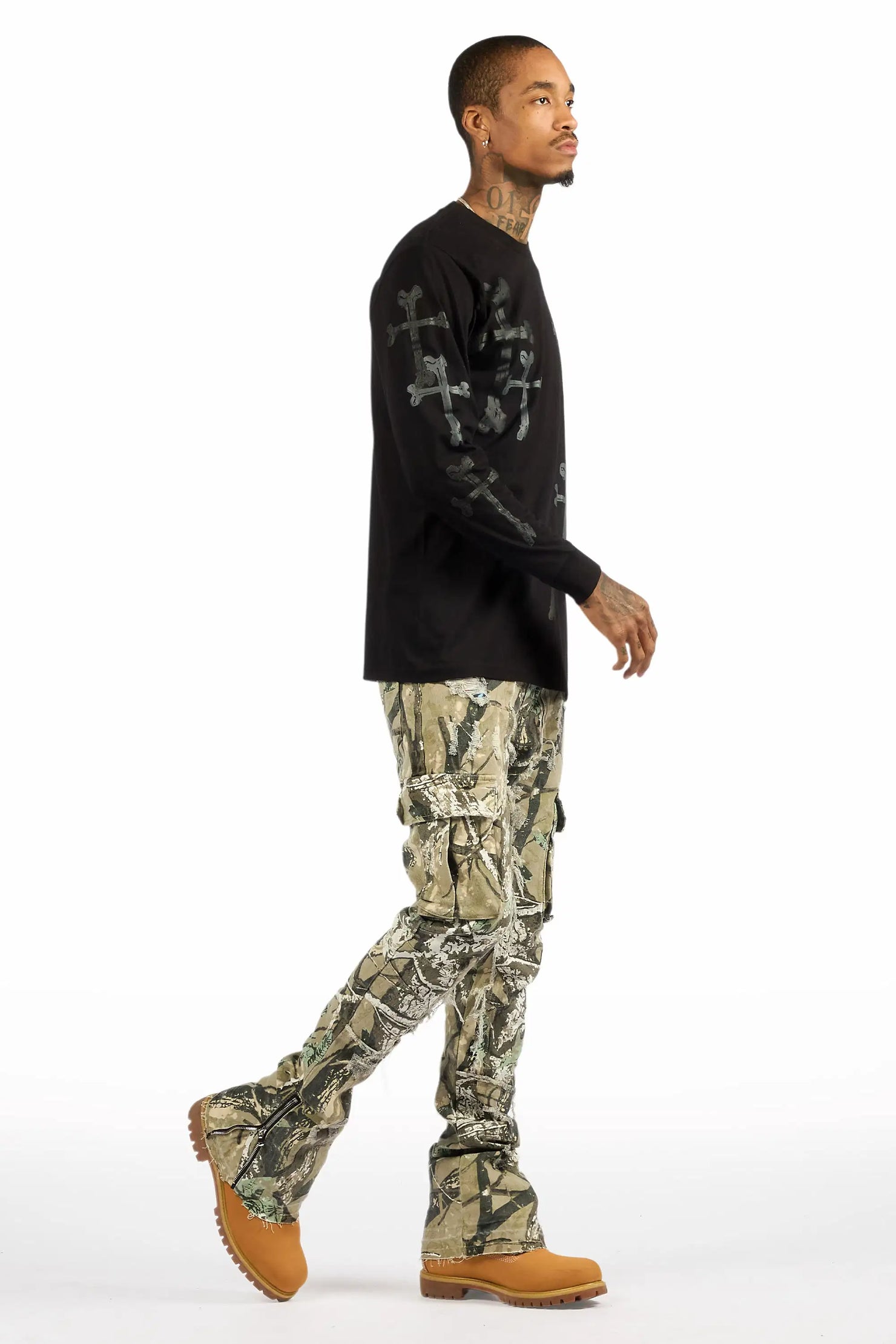 Aftermath Tree Camo Stacked Flare Jean