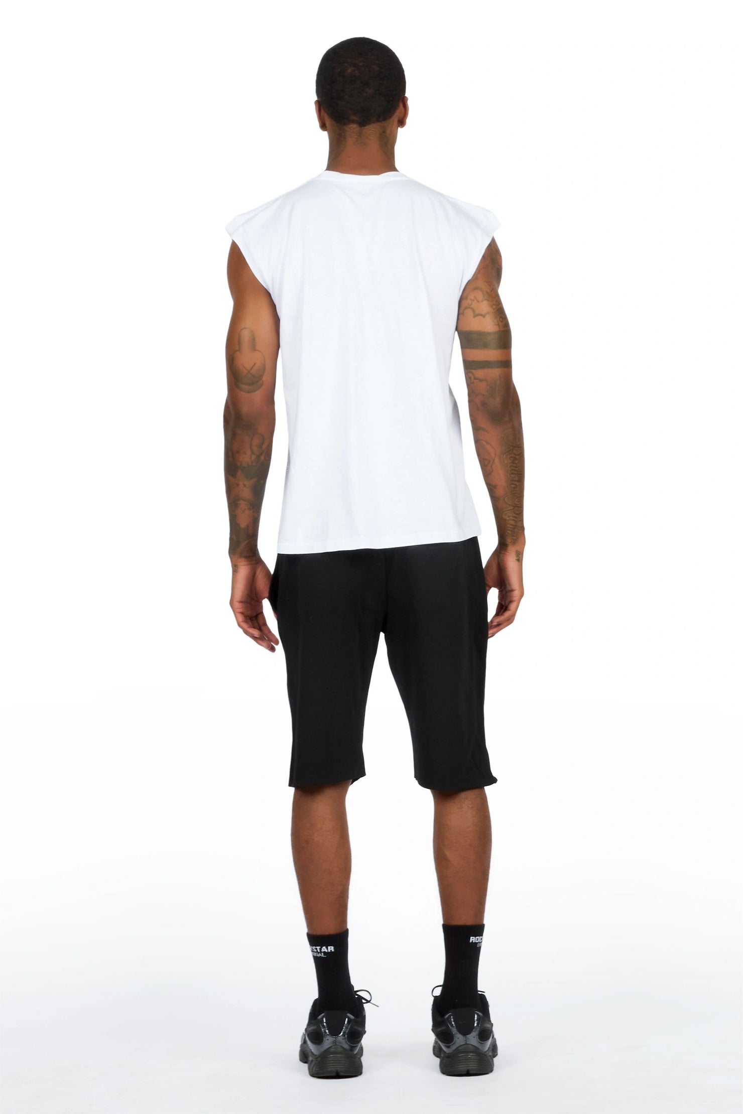 Gutta 2.0 White/Black Rhinestone Cut Sleeve T-Shirt/Short Set