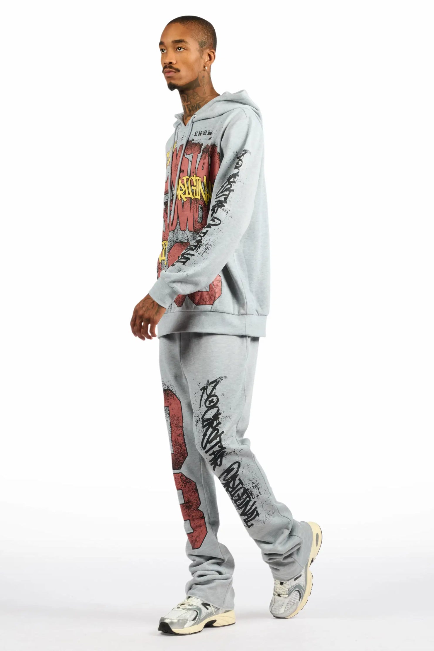 Parco Heather Grey Hoodie Stacked Track Set