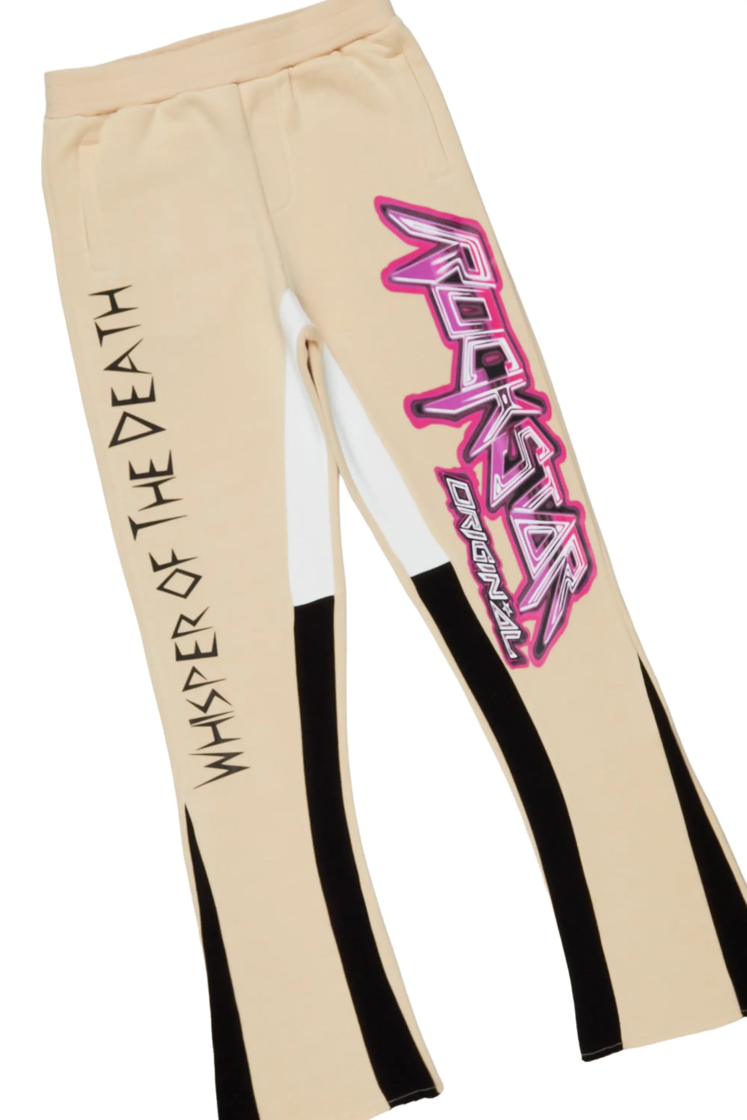 Girls Obee Beige/Black Hoodie Stacked Flare Track Set