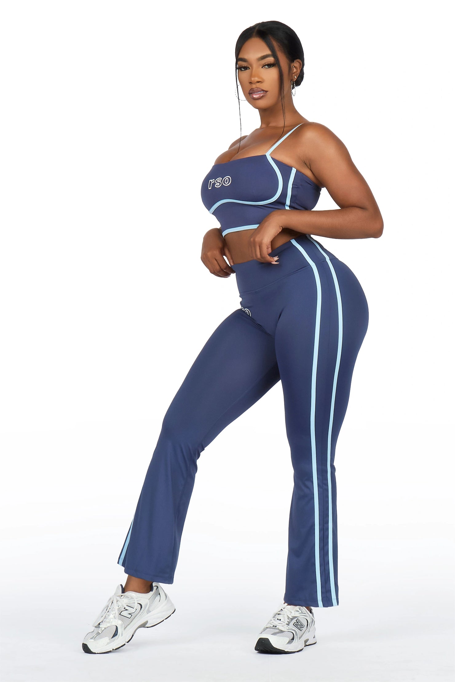Karmen Navy Tank Active Flare Pant Set
