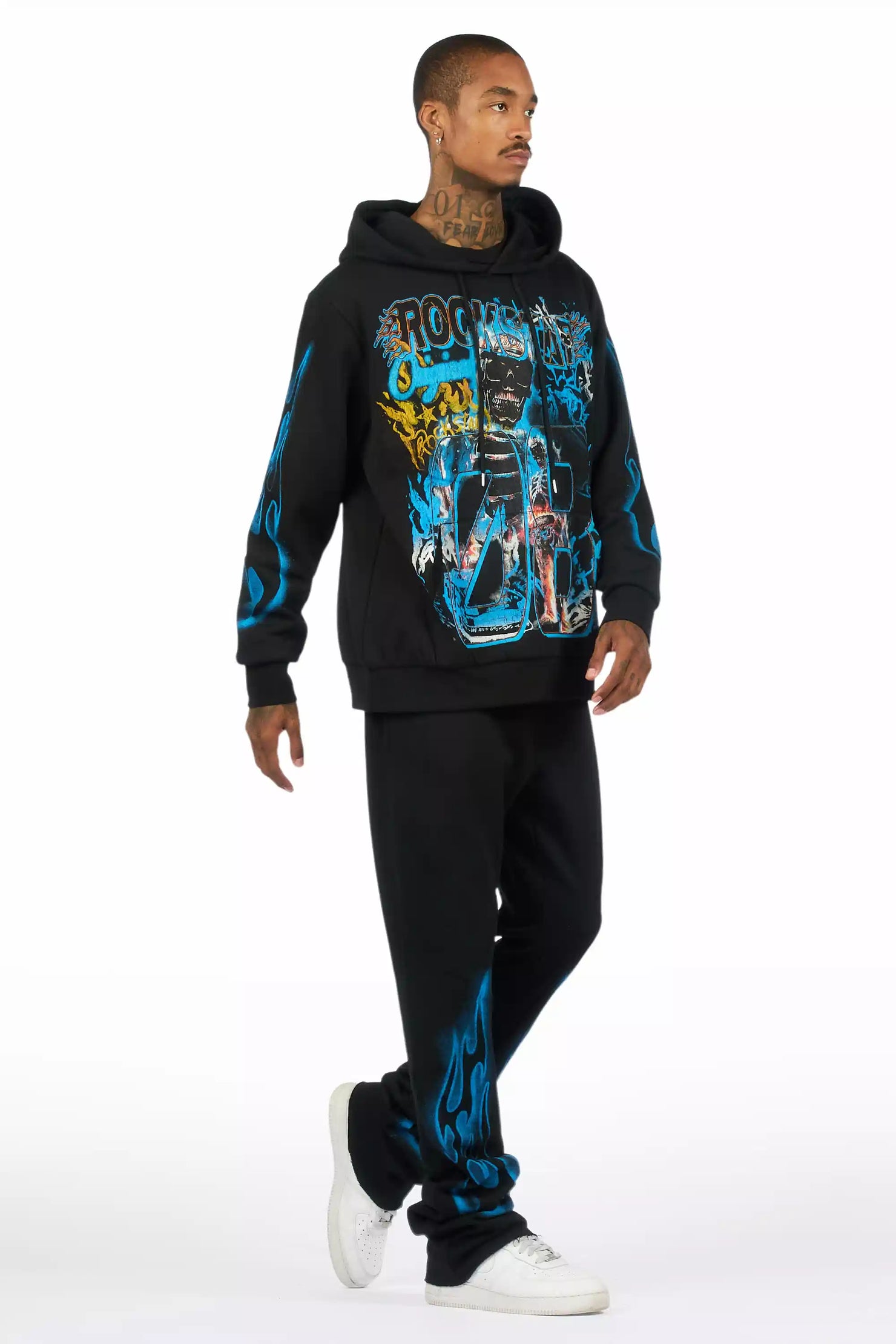 Eros Black Hoodie/Stacked Pant Track Set