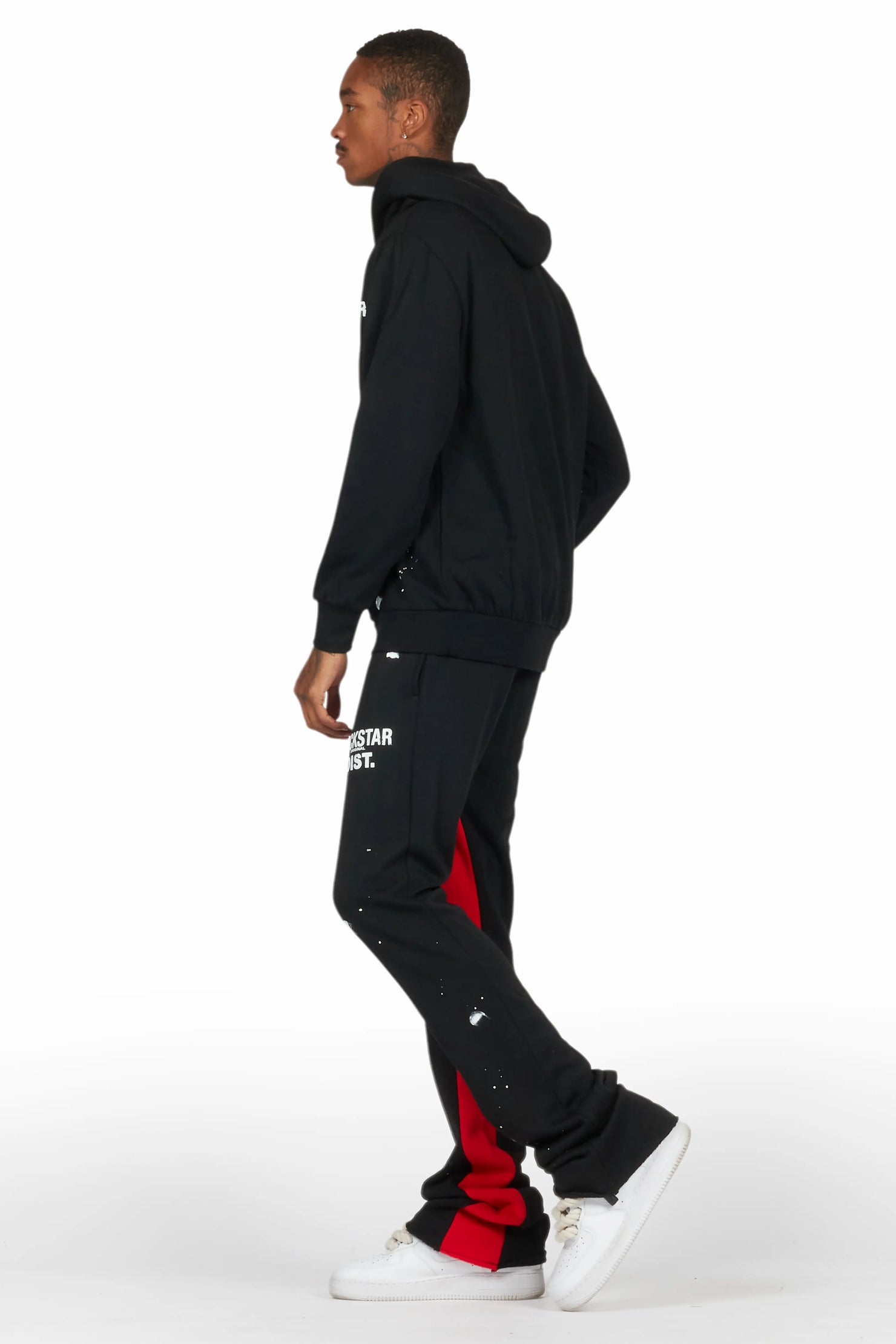 Raffer Black/Red Hoodie Baggy Fit Pant Track Set