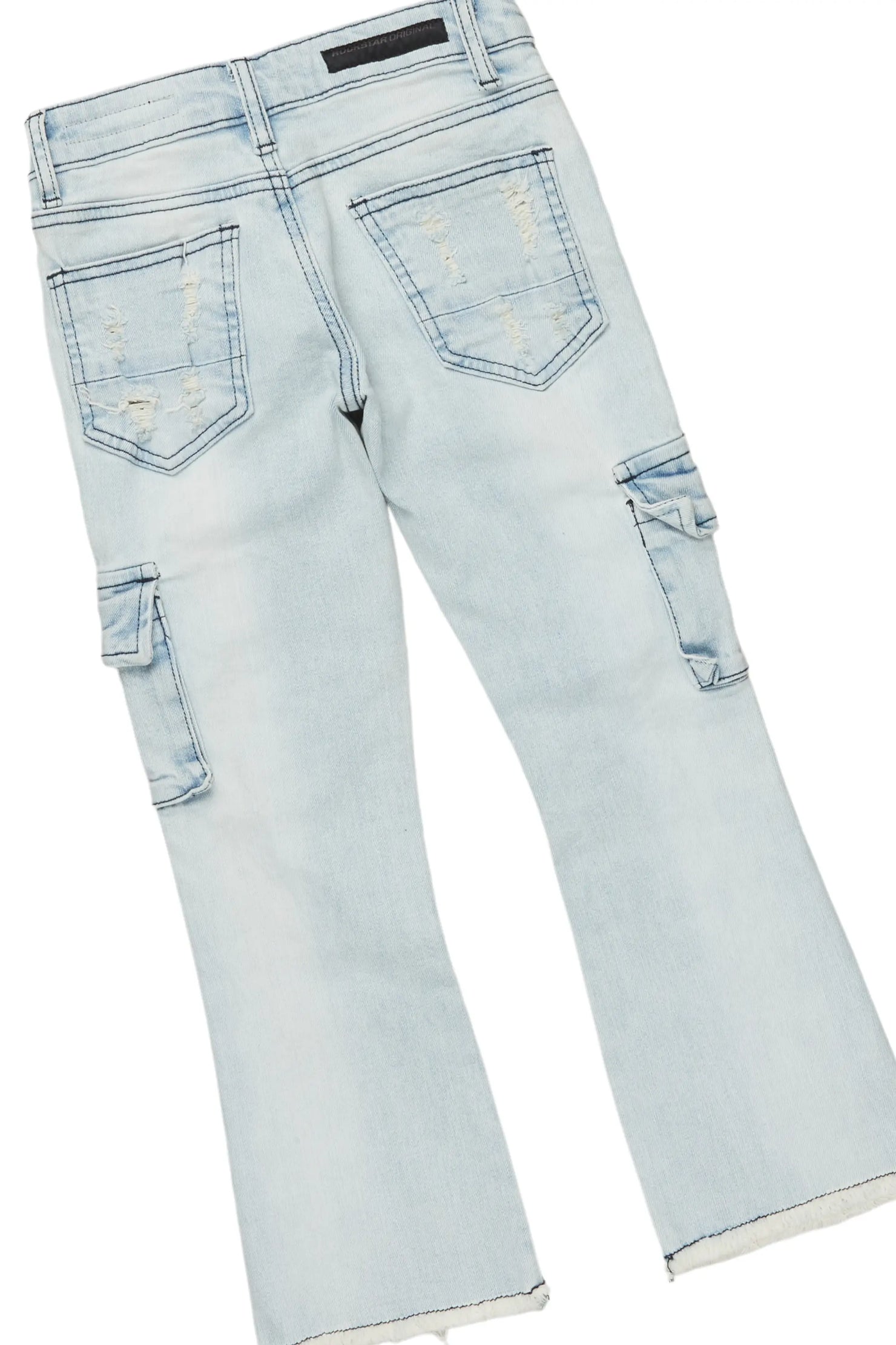 Boys Soweto Beige/Blue Hoodie/Stack Flare Jean Set