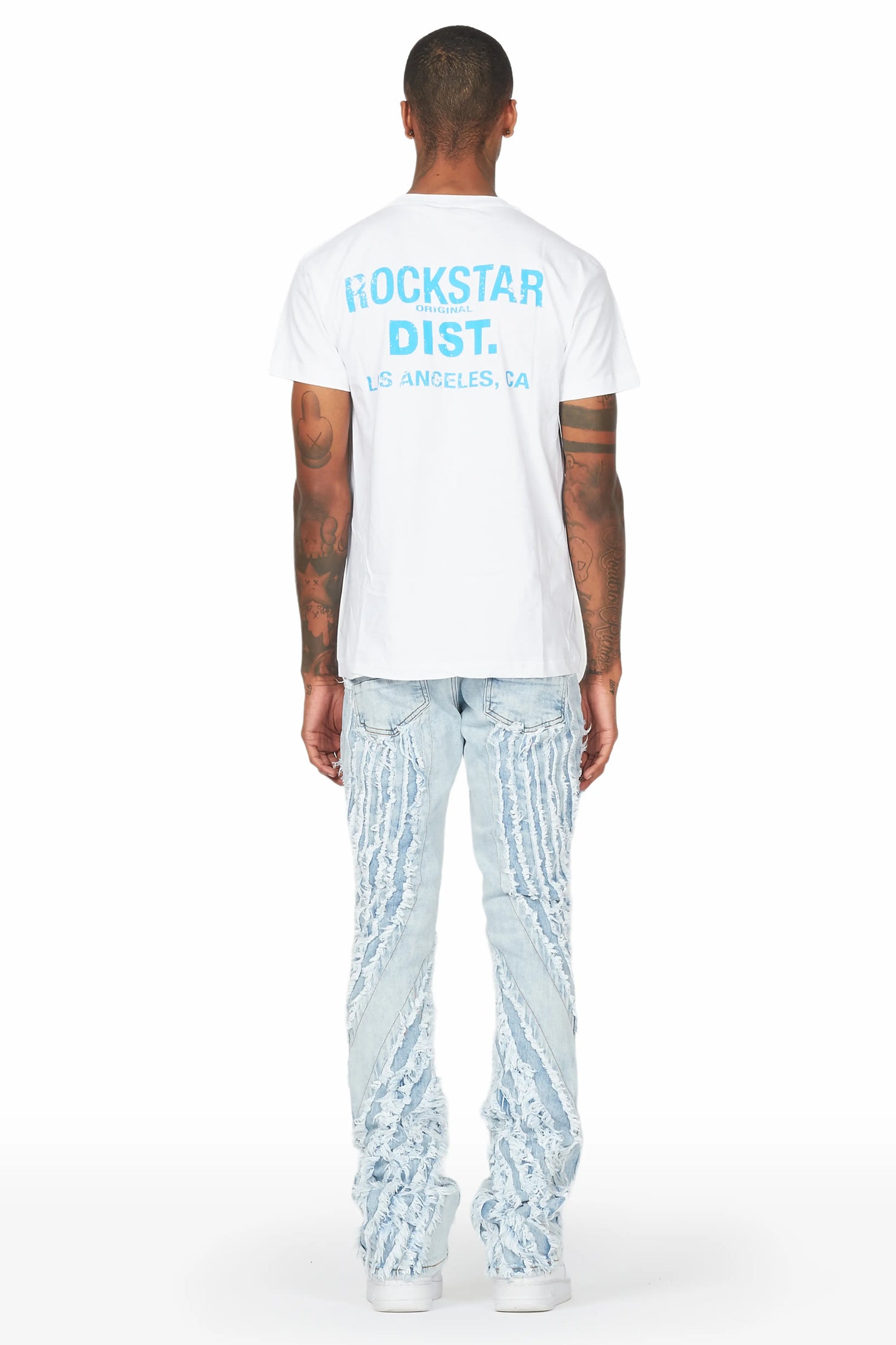 Miko Blue Stacked Frayed Jean