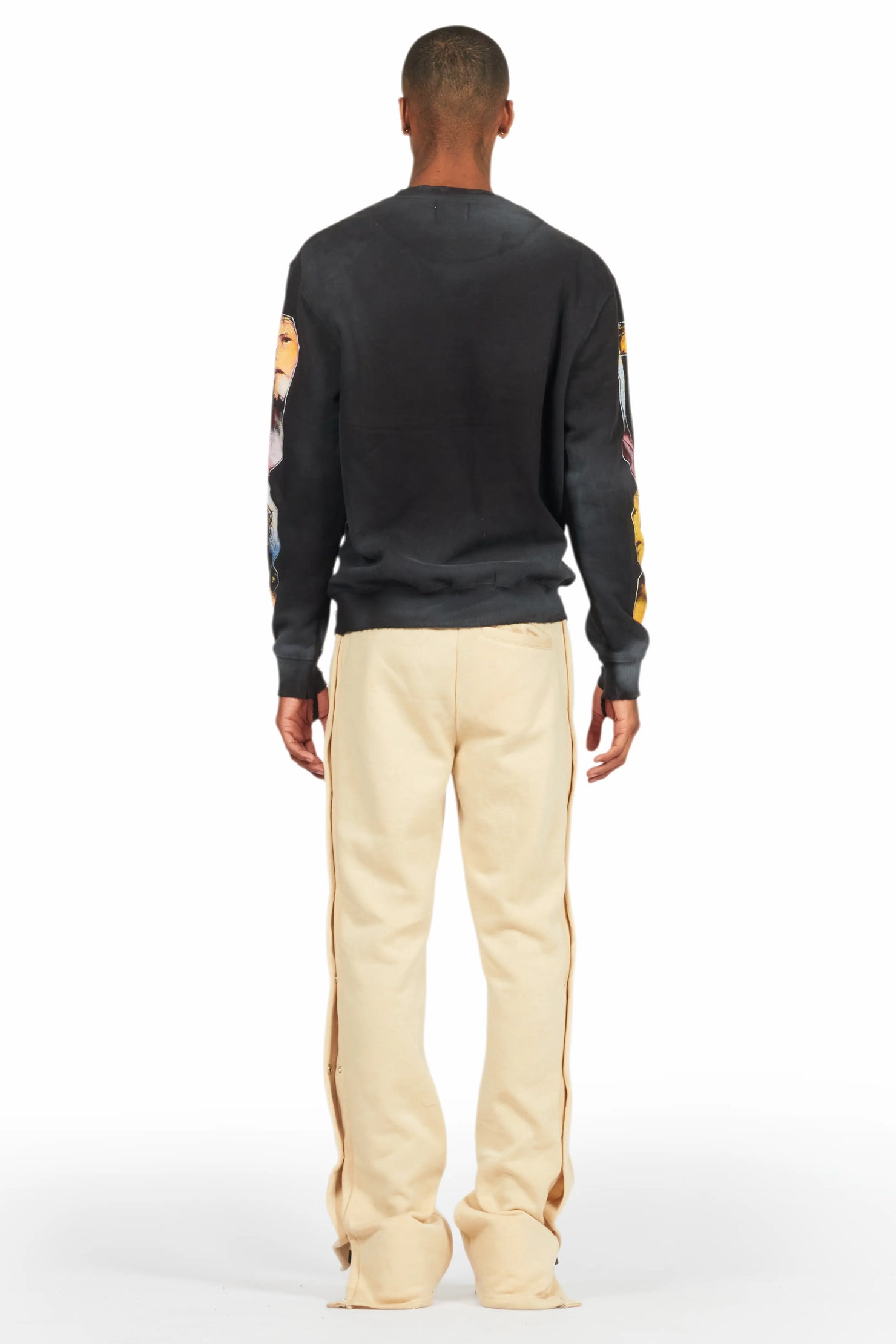 Chance Beige Baggy Snap Button Pant