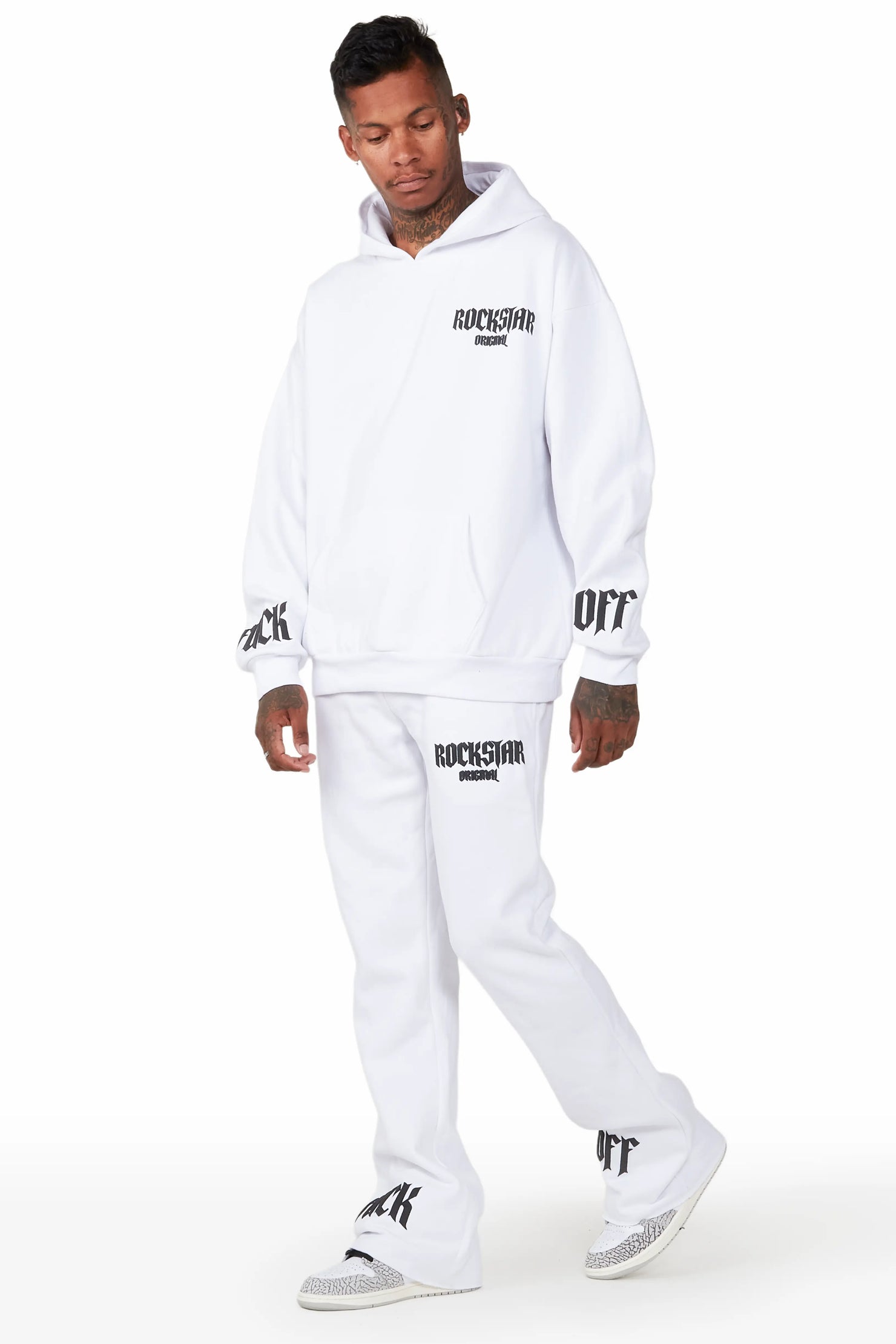 Omar White Stacked Flare Track Set