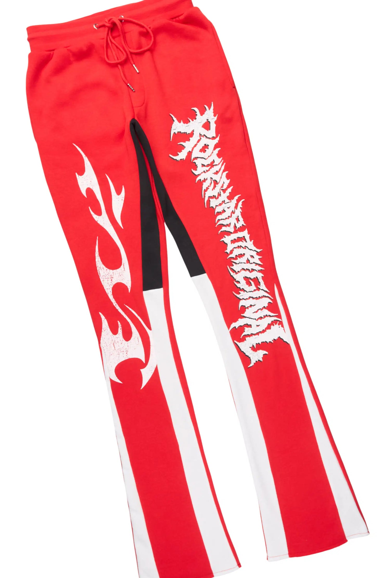 Deathrow Red Hoodie/Stacked Track Pant Set