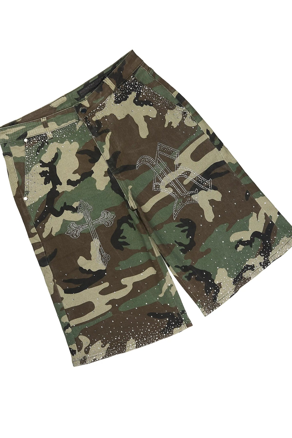 Clemente Camo Rhinestone Button Down Shirt Jort Set