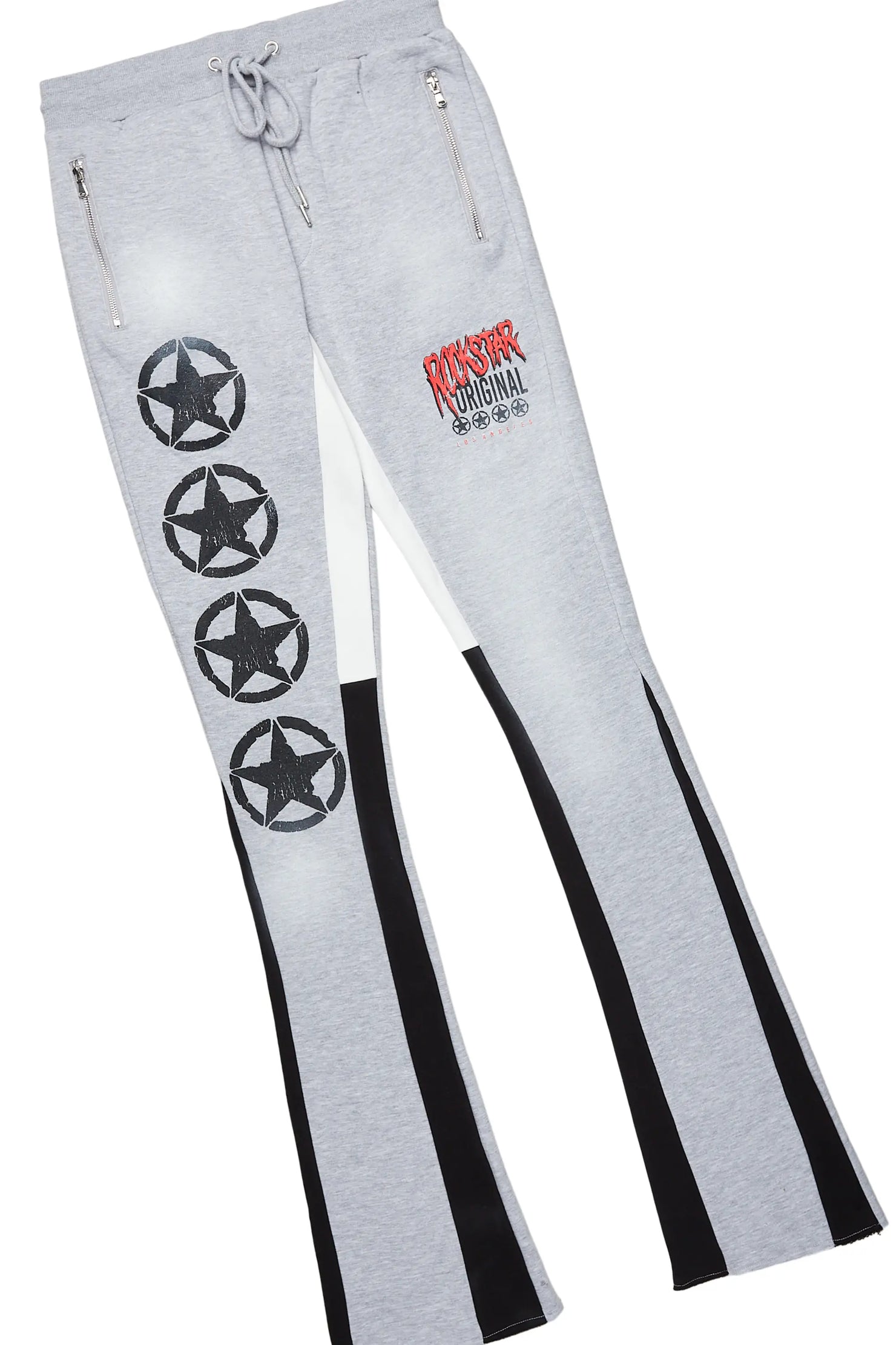 Wizzurd White/Grey T-Shirt/Stacked Flare Pant Set