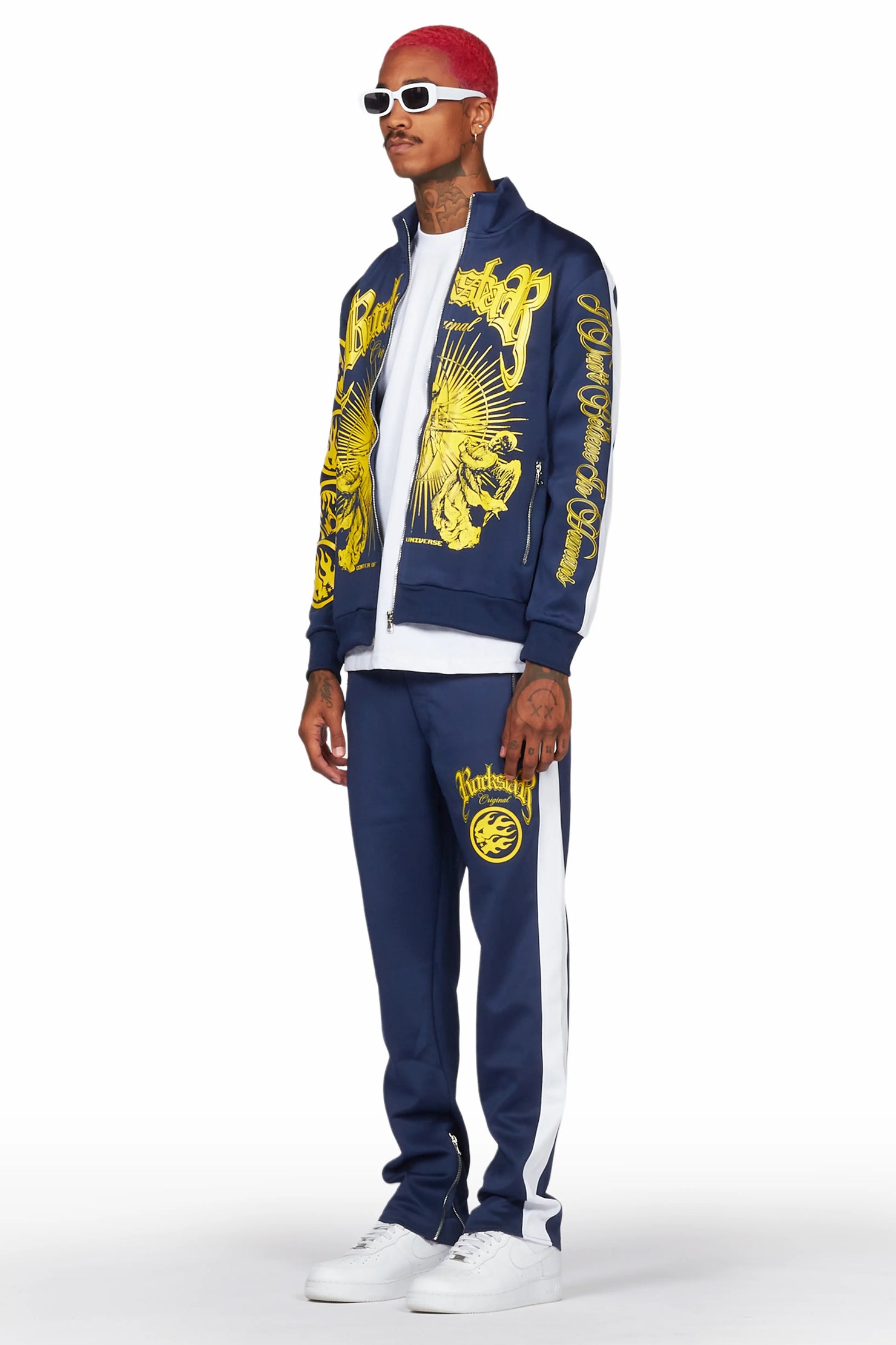 Yarden Navy Tricot Slim Fit Track Set