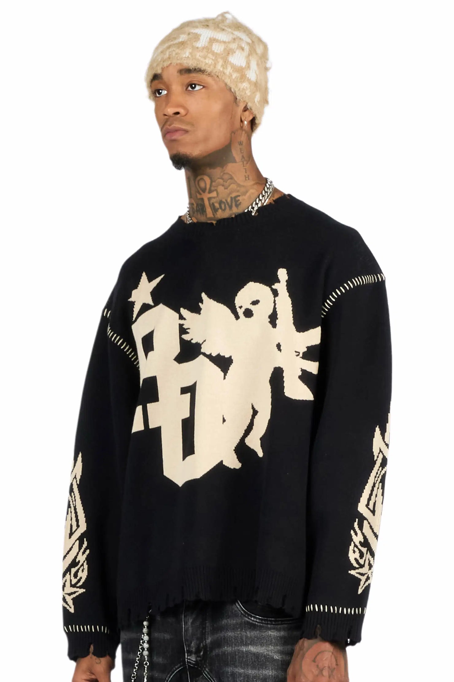 Pluton Black Knit Sweater
