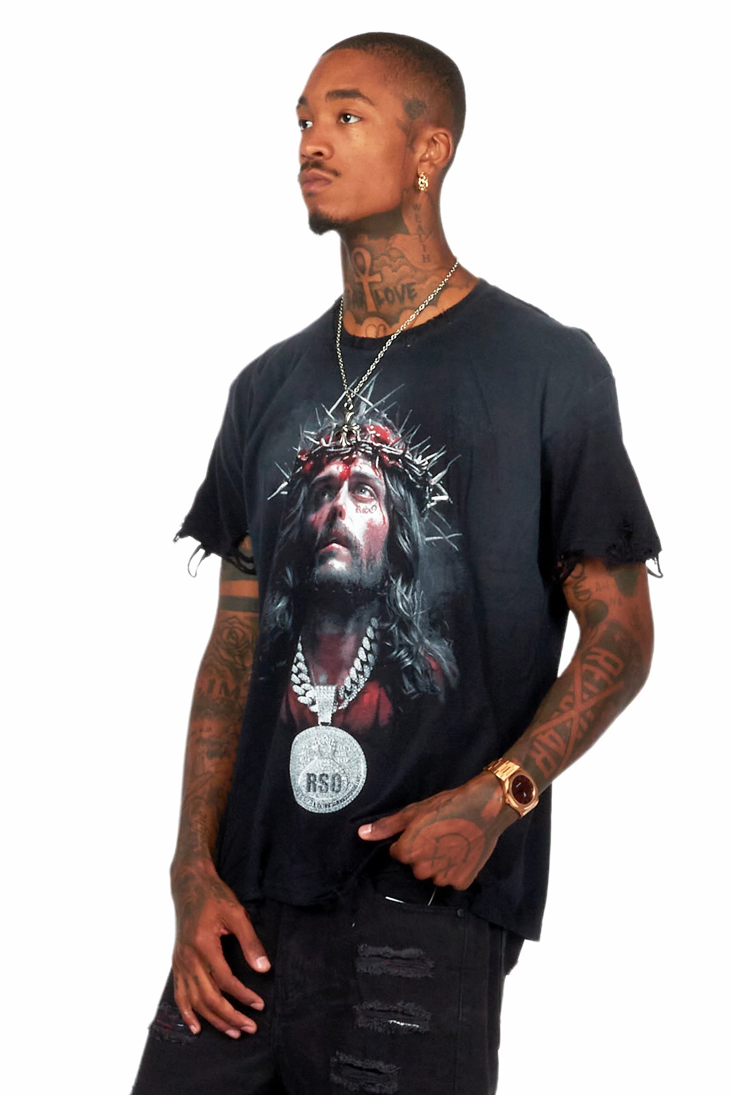 Amina Black Oversized Graphic T-Shirt