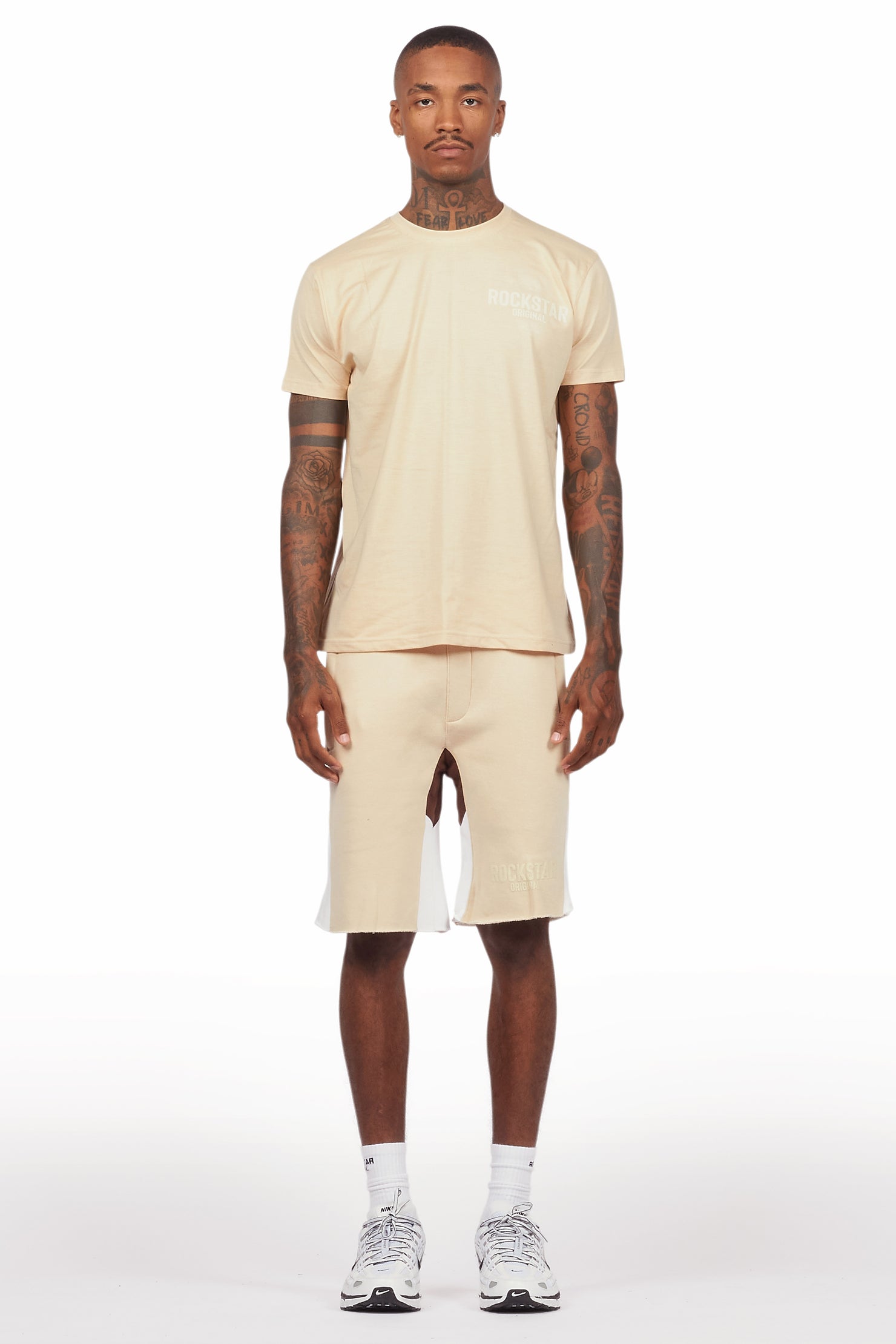 Sana Beige Relaxed T-Shirt/Short Set