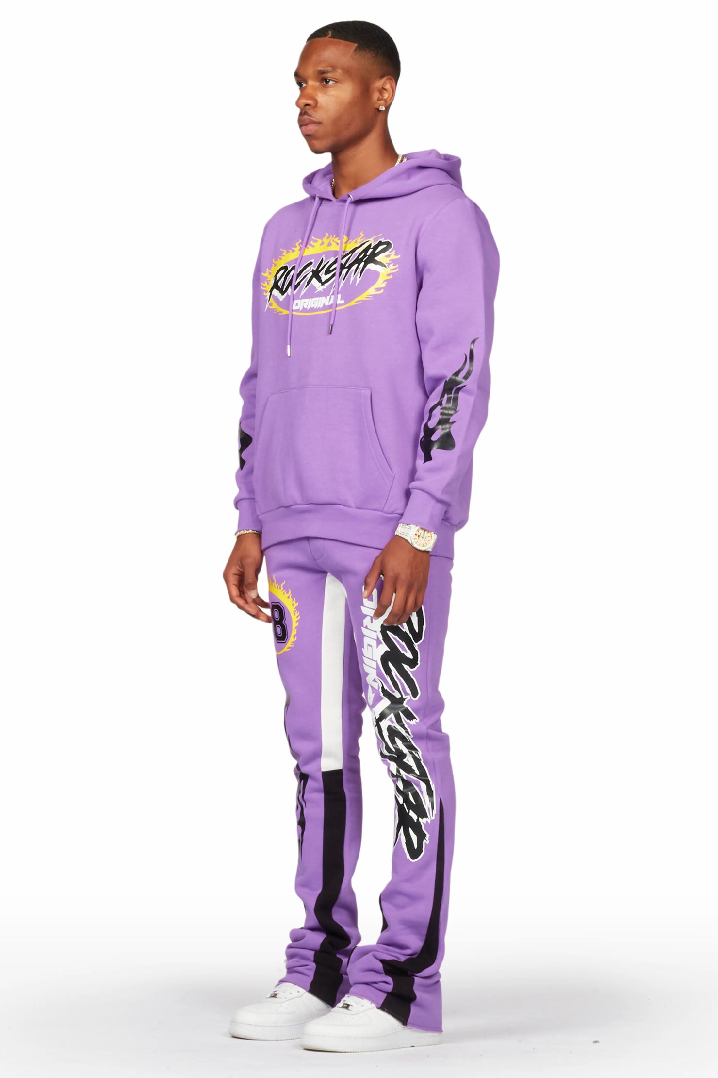 Draven Purple Hoodie/Stacked Flare Track Pant Set