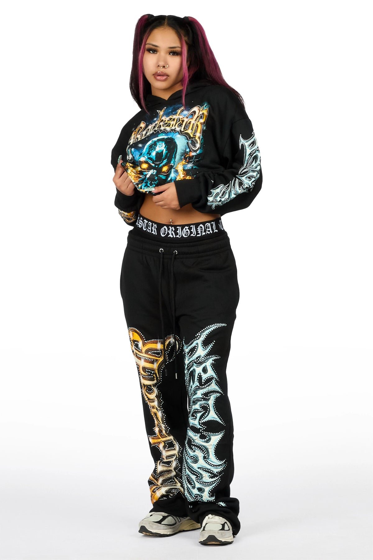 Tawny Black Graphic Baggy Fit Track Set