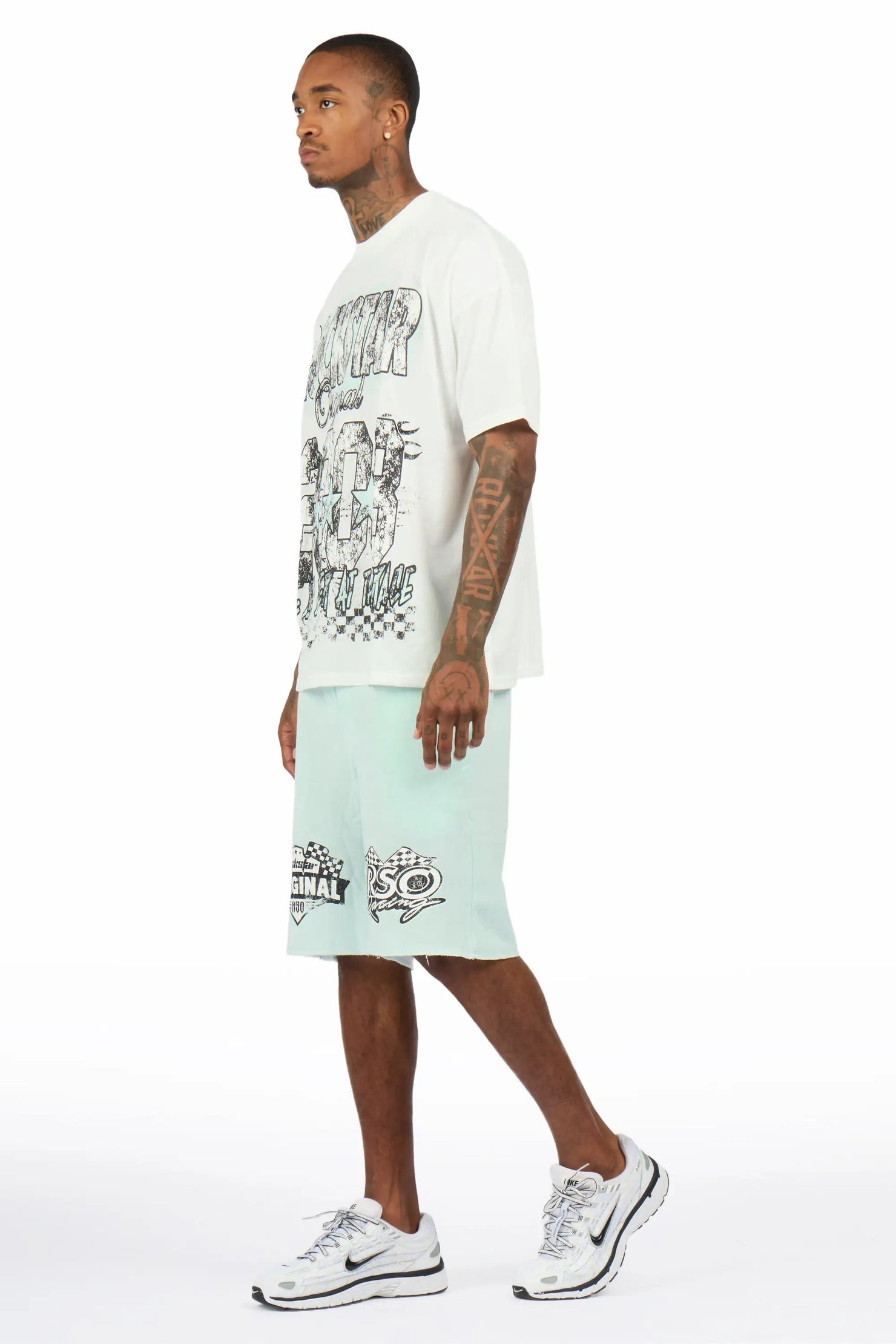 Racing Grung White/Mint Graphic T-Shirt Short Set