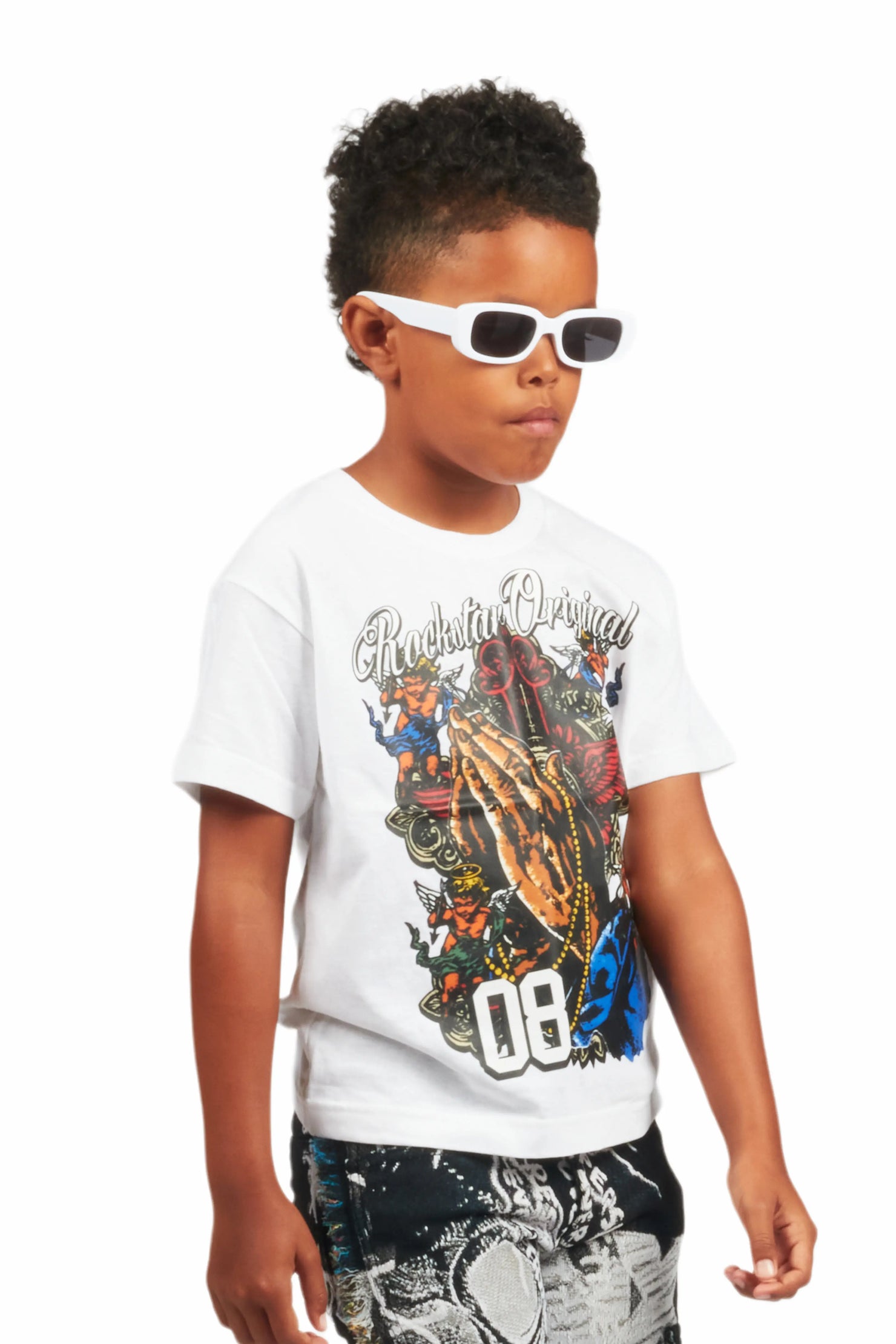Boys Jaylen White Graphic T-Shirt