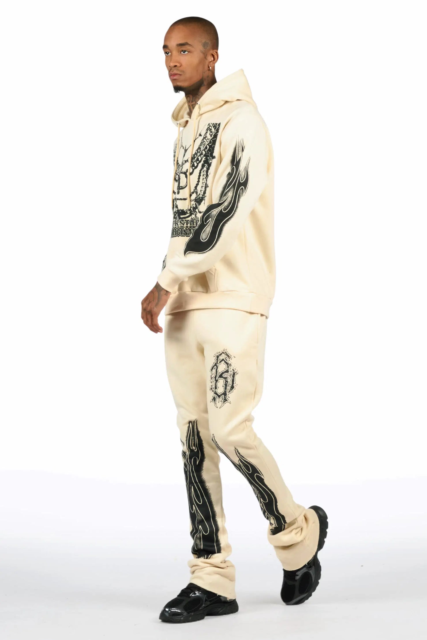 Nyro Beige Hoodie/Stacked Pant Track Set