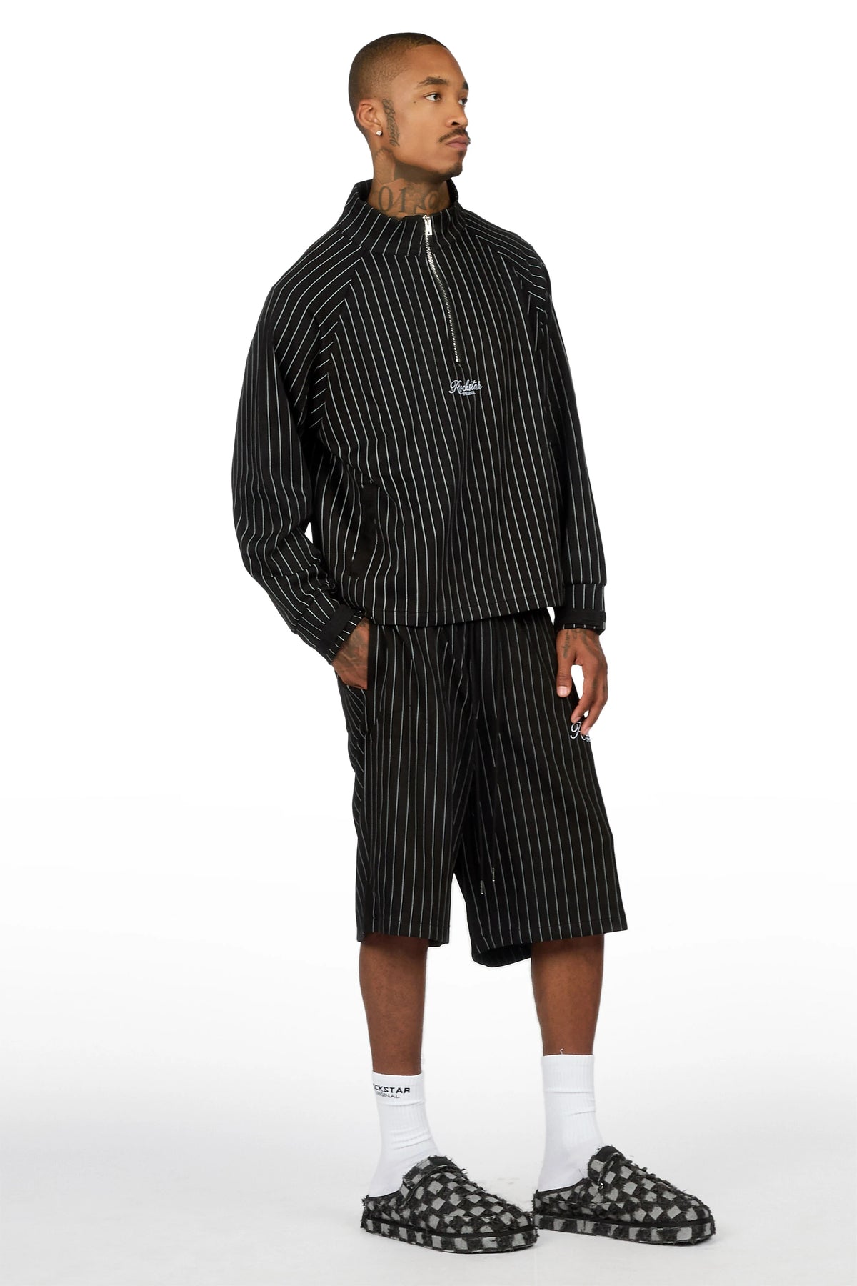 Hernan Black Quarter Zip Raglan Short Set