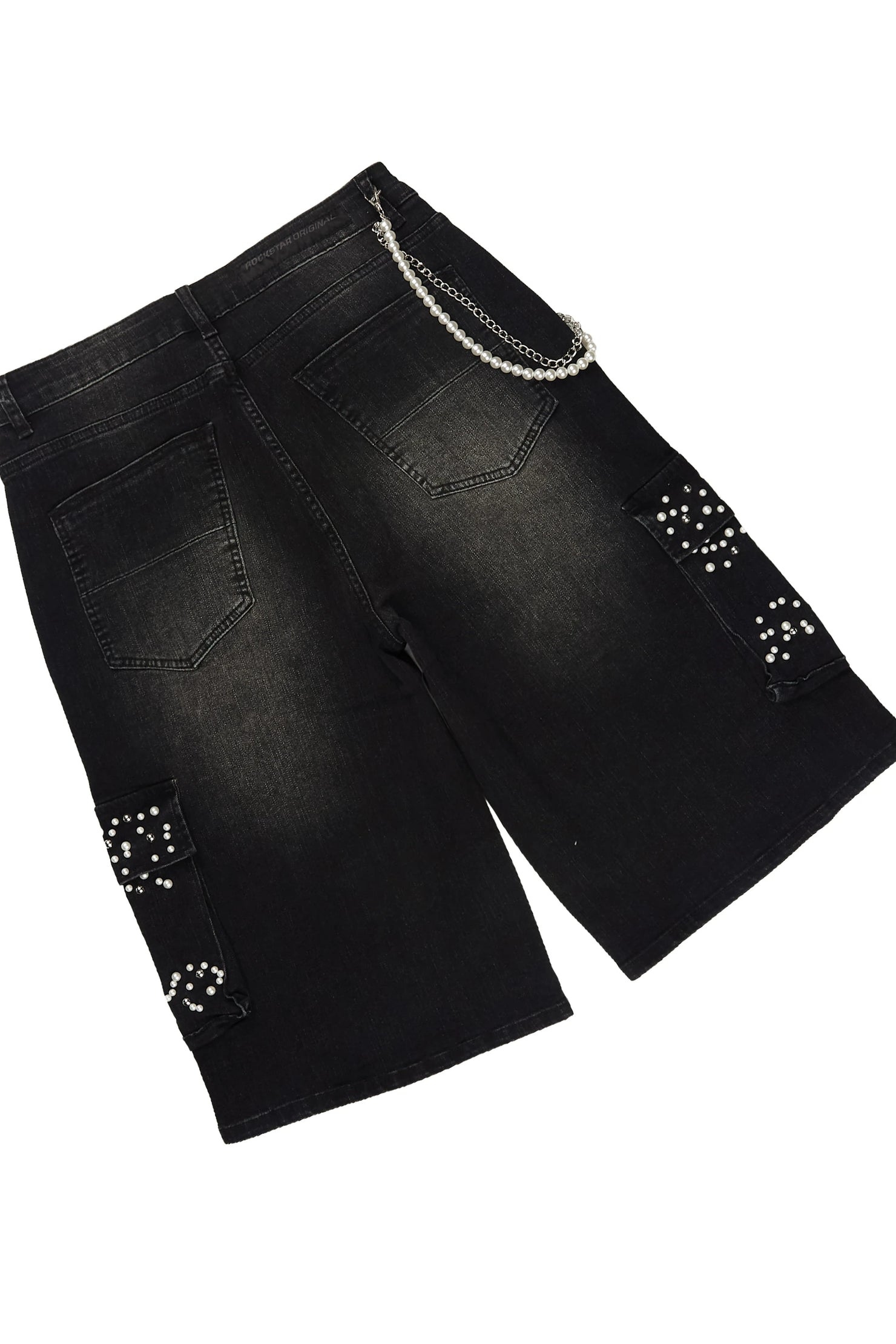 Teo Black Rhinestone T-Shirt Denim Jort Set