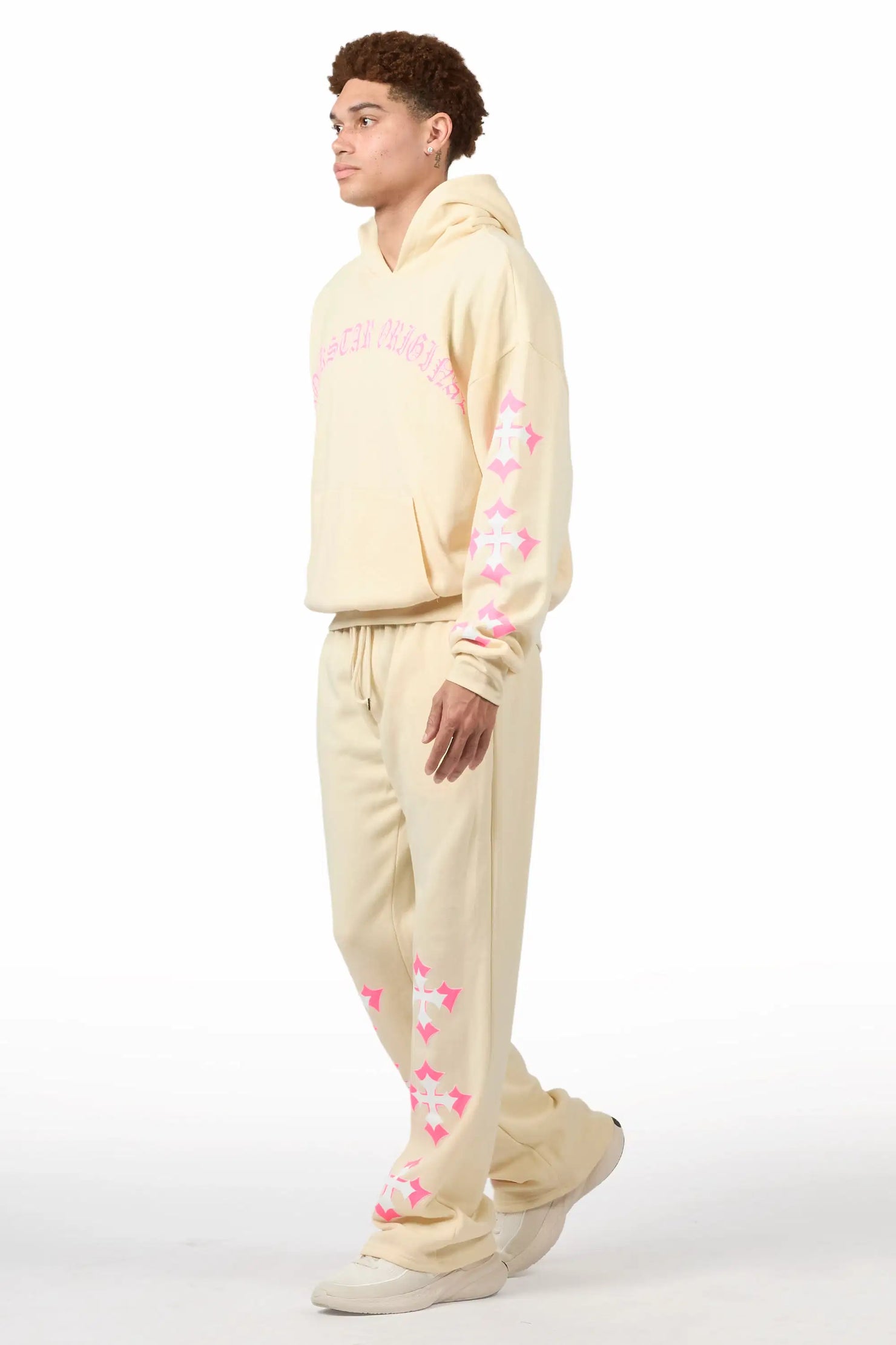 Vano Sand/Pink Hoodie Relaxed Track Set