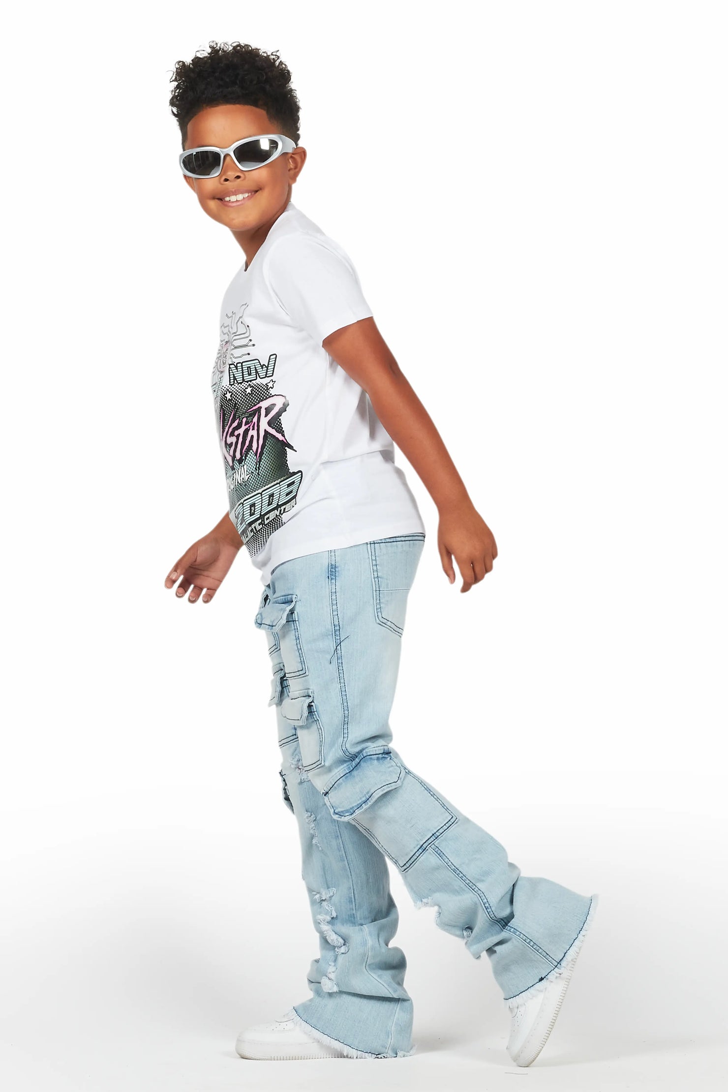 Boys Kade Blue Stacked Flare Jean