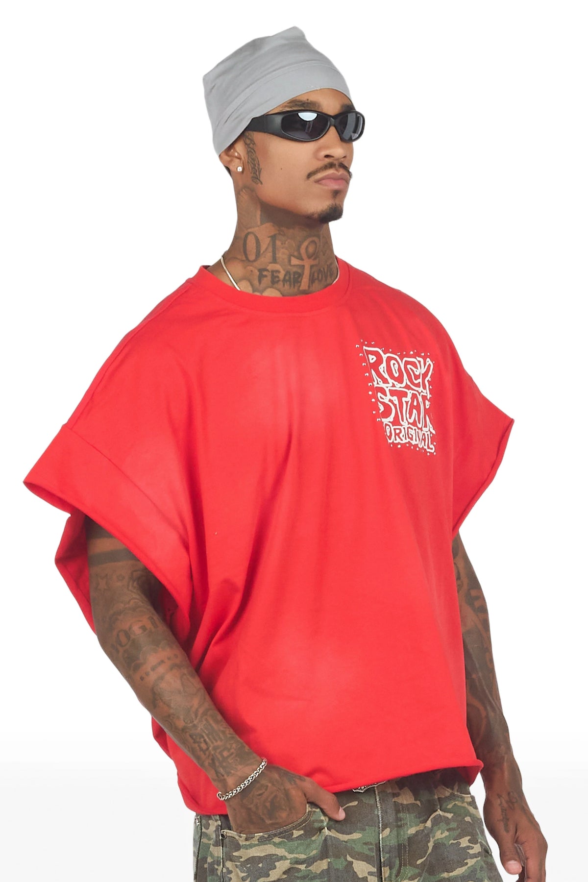Marc Red Cut Sleeve Tee