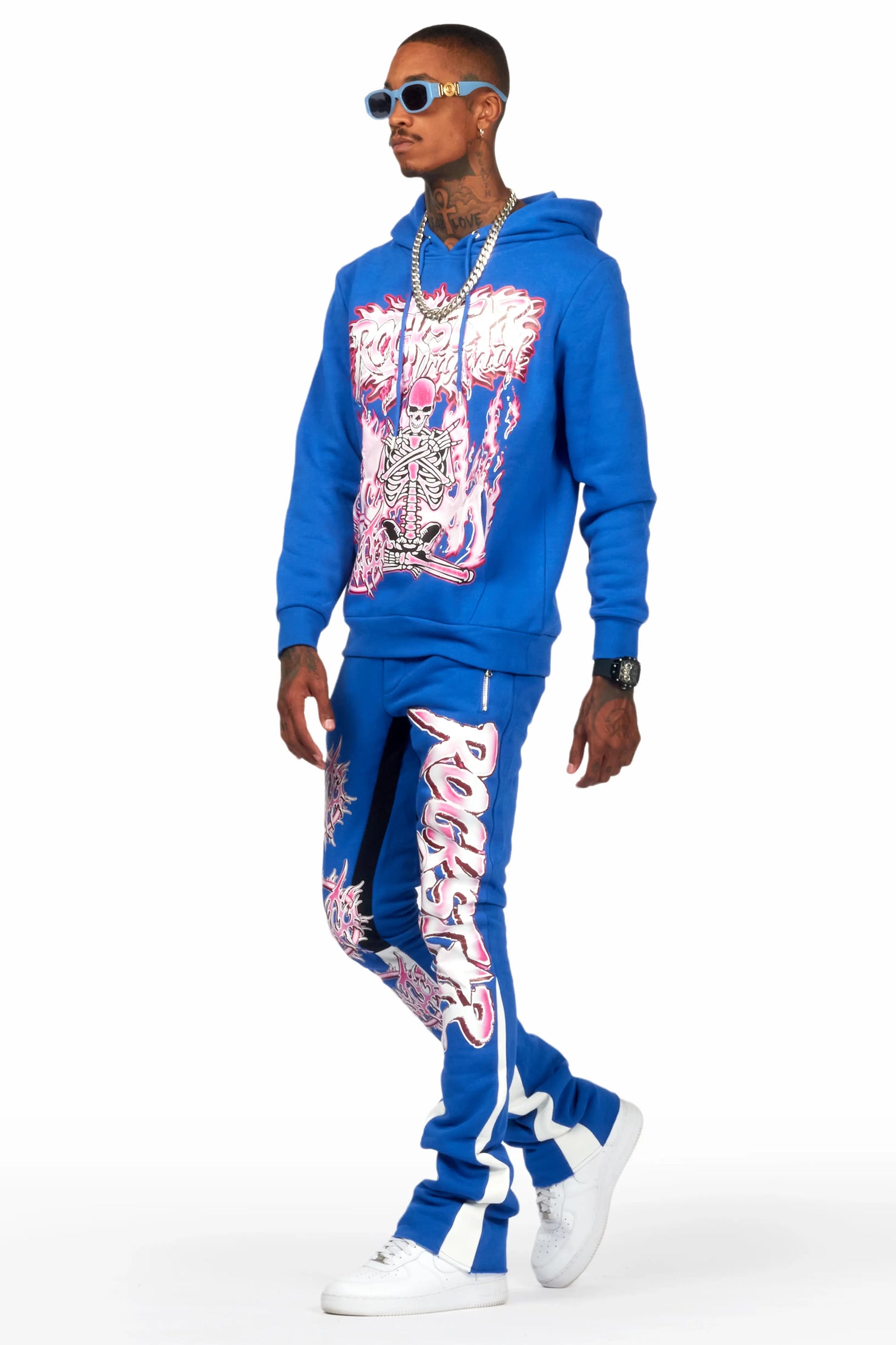 Ellio Royal Blue Stacked Flared Track Set