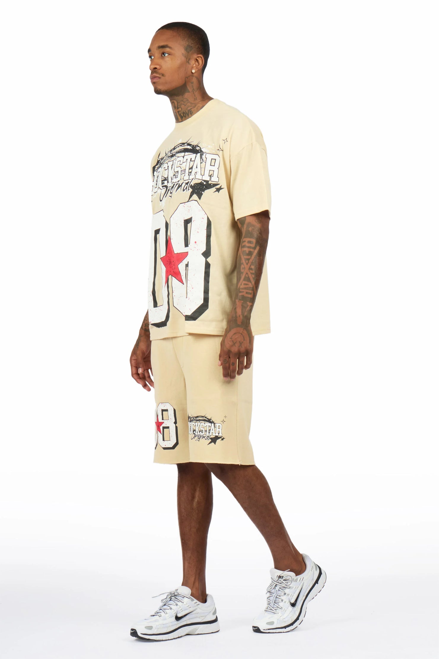 Allstar Beige/White T-Shirt Short Set