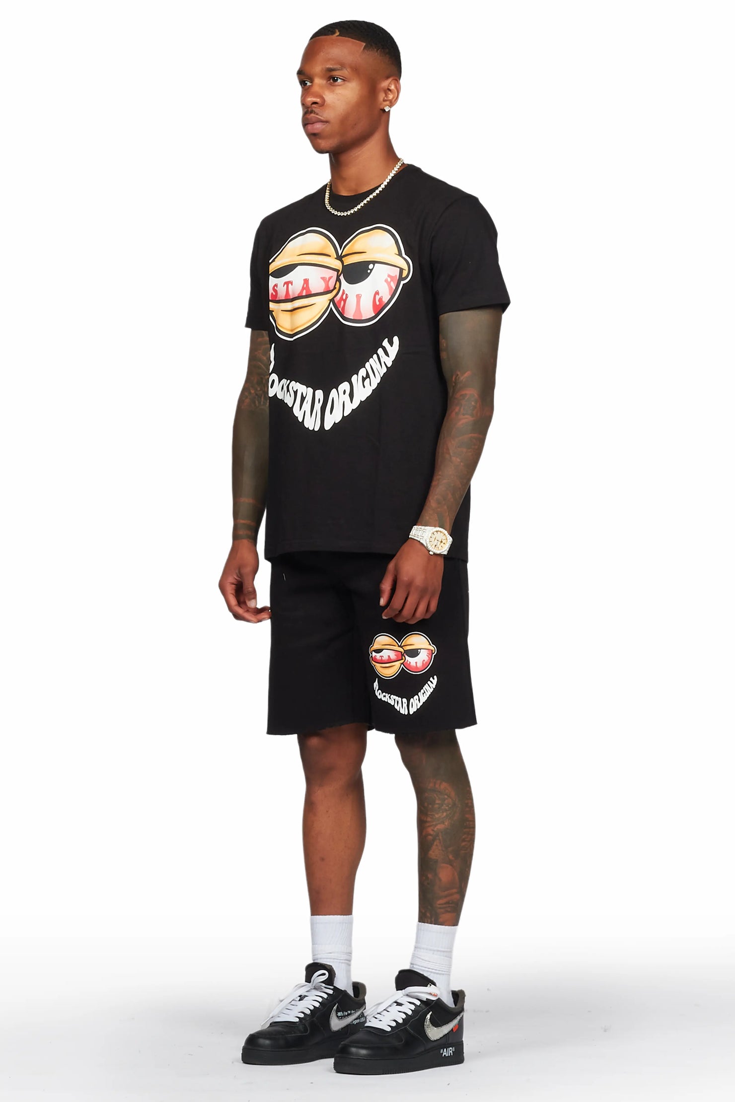 Highya Black T-Shirt/Short Set