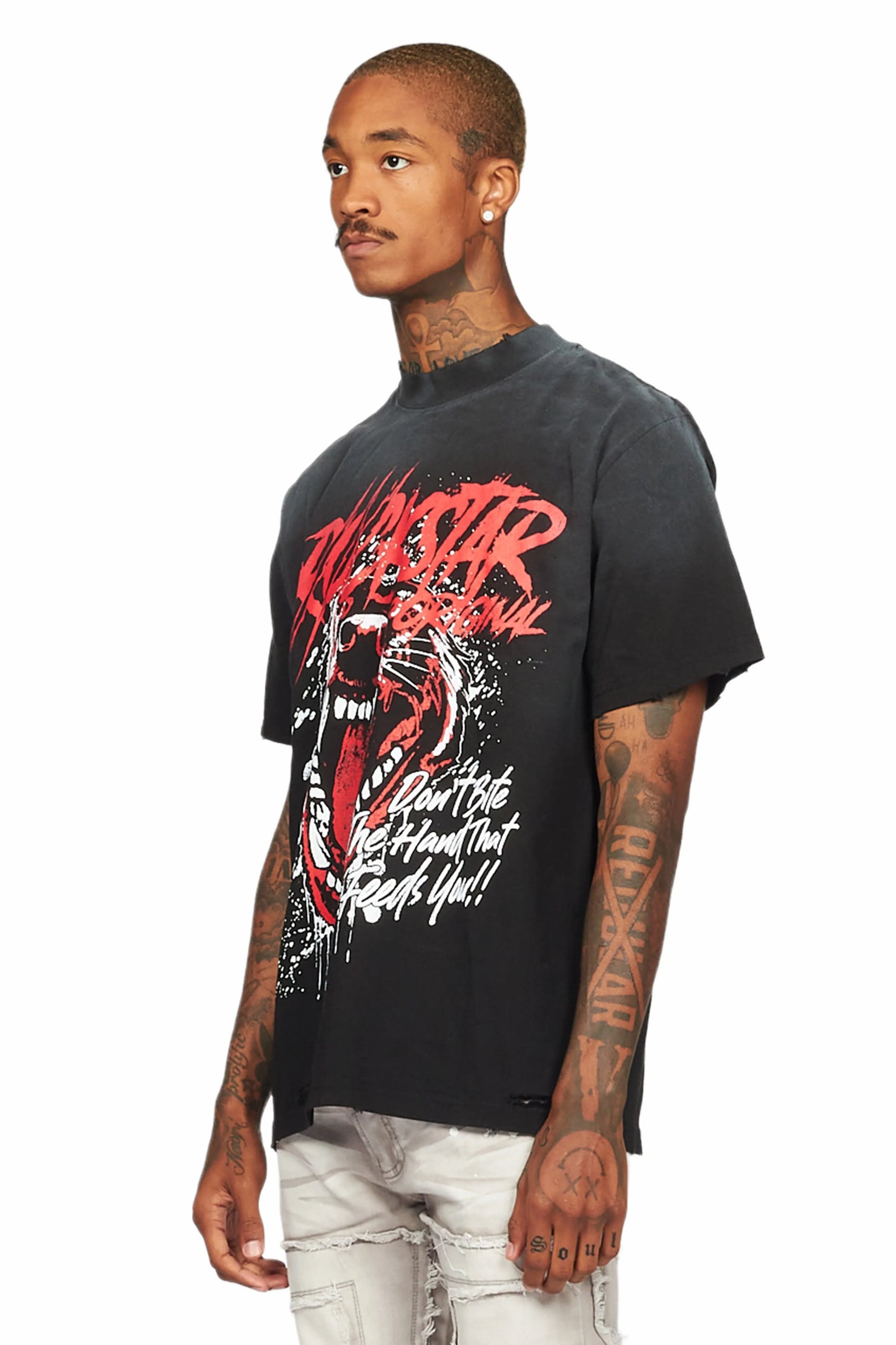 Griff Black Graphic Oversized T-Shirt