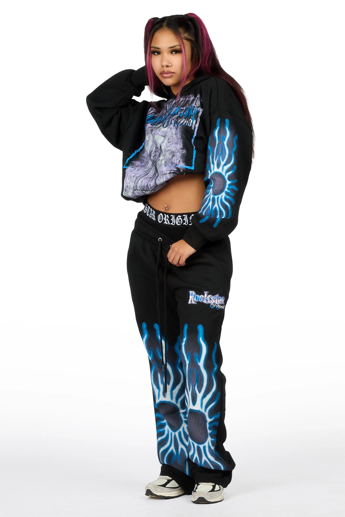 Xandria Black Graphic Baggy Fit Track Set
