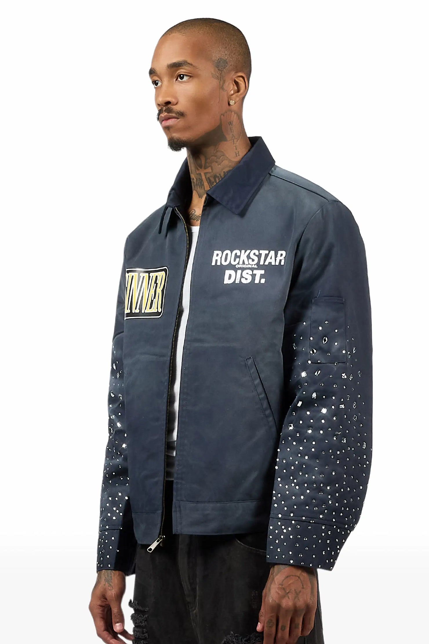 Traval Navy Rhinestone Workman Jacket