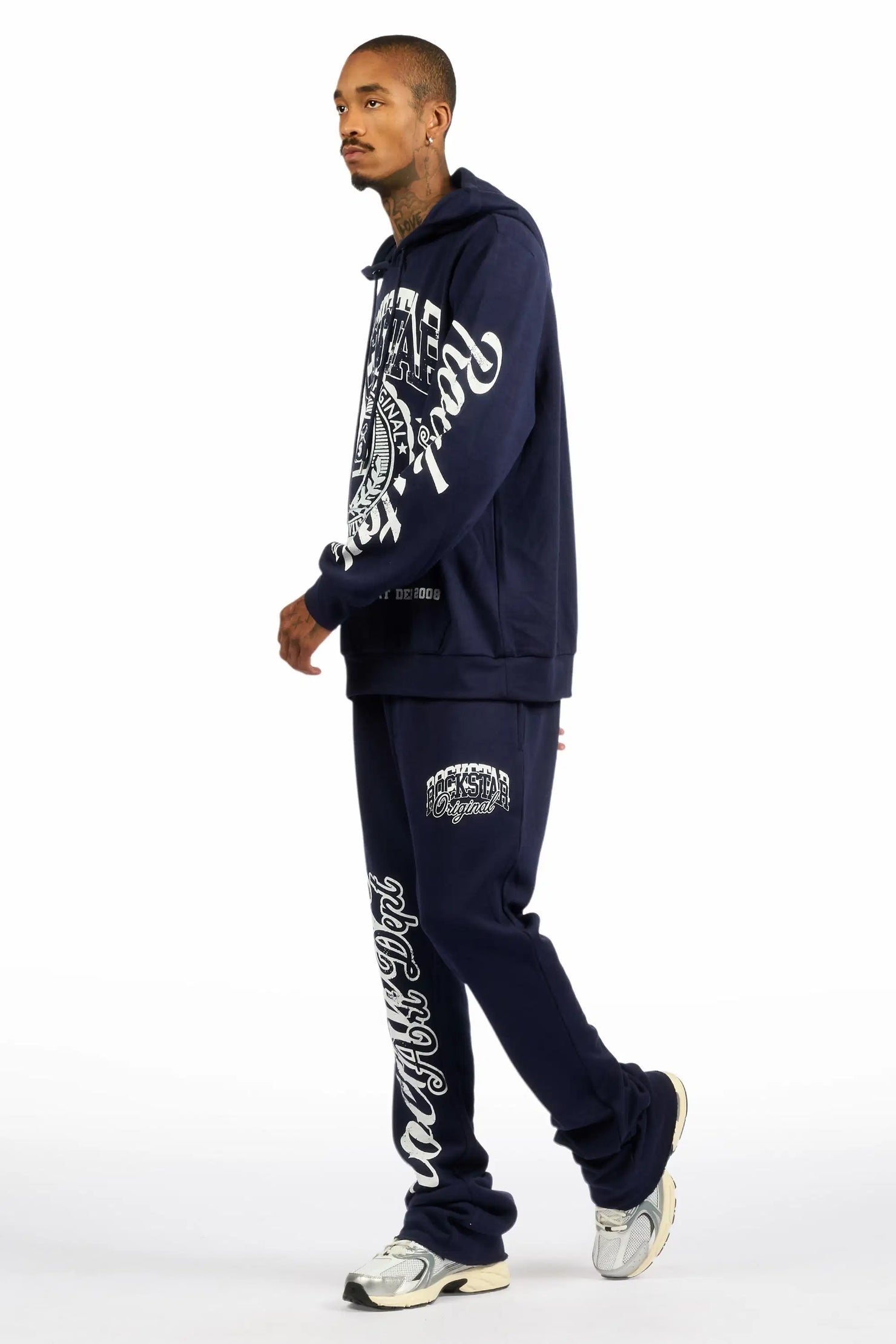 Blazon Navy/White Hoodie/Stacked Pant Track Set