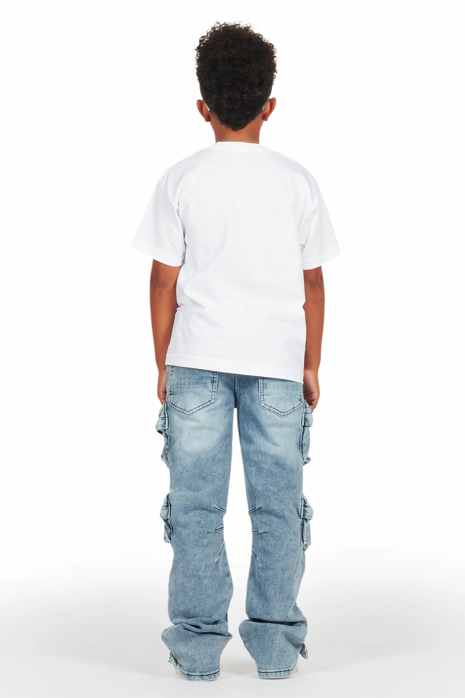 Boys Smitty White/Blue T-Shirt/Baggy Fit Jean Set