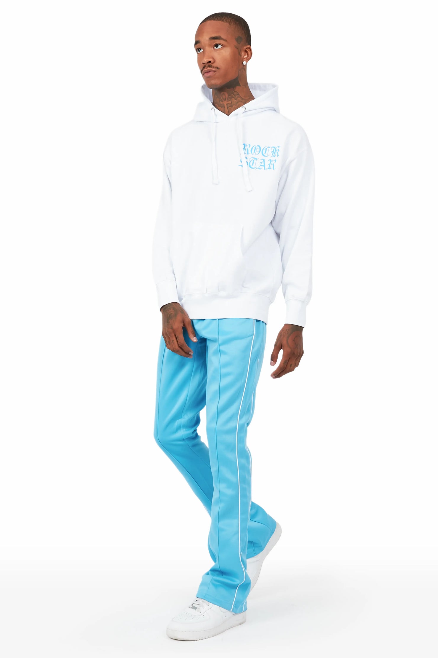 Murdra White/Blue Hoodie Track Set