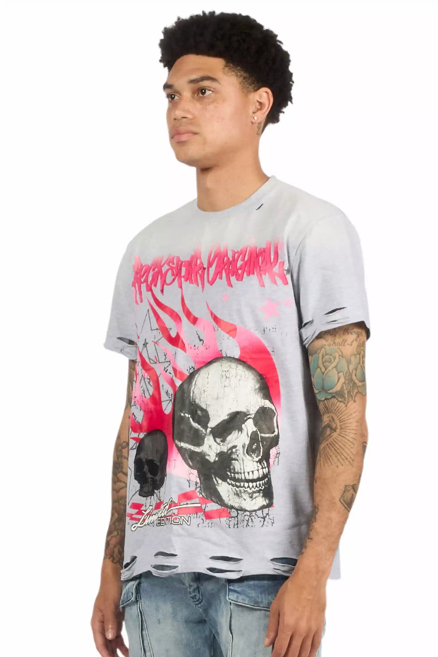 Anesso Heather Grey Graphic T-Shirt