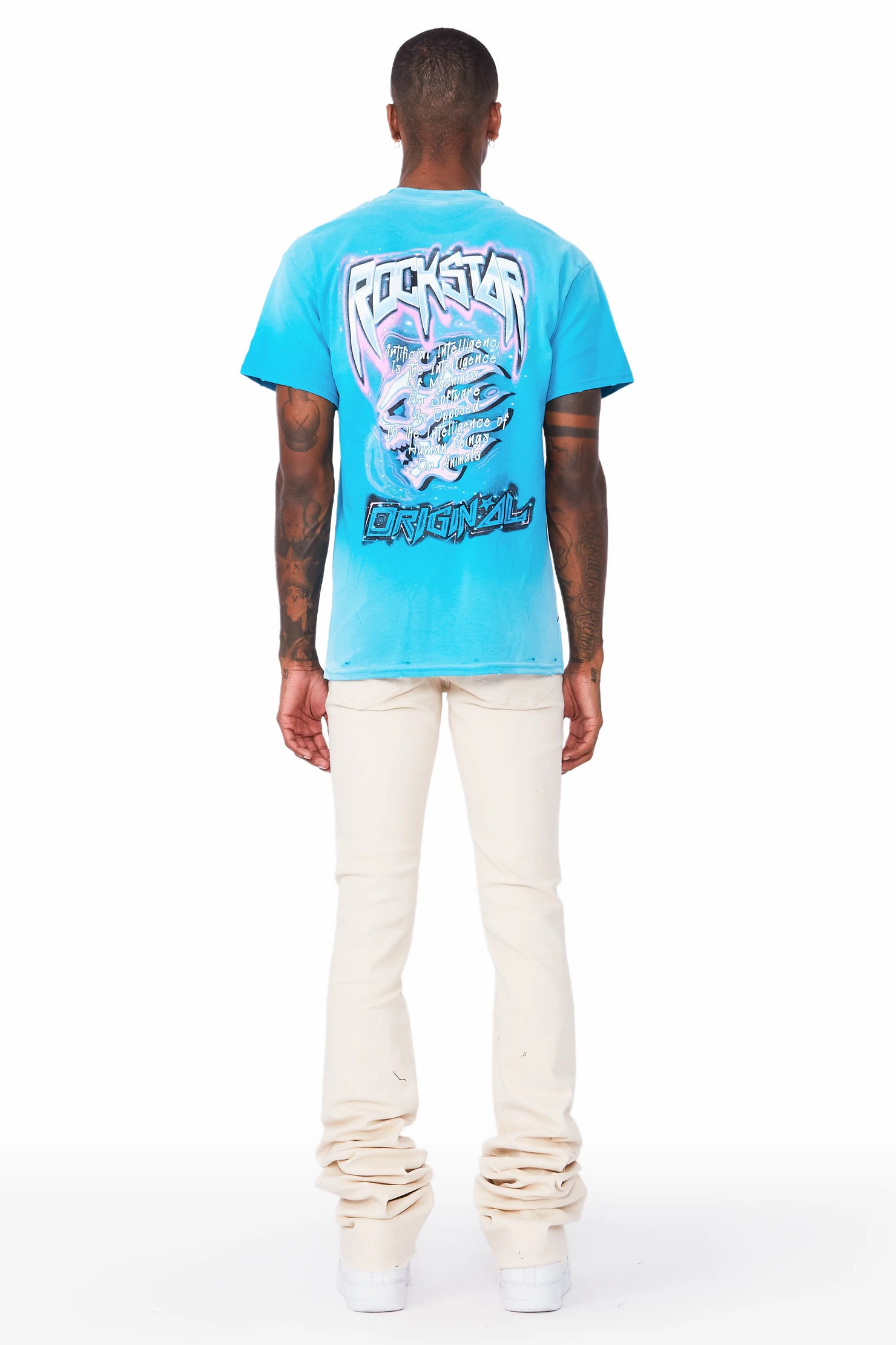 Josiah Beige Super Stacked Flare Jean