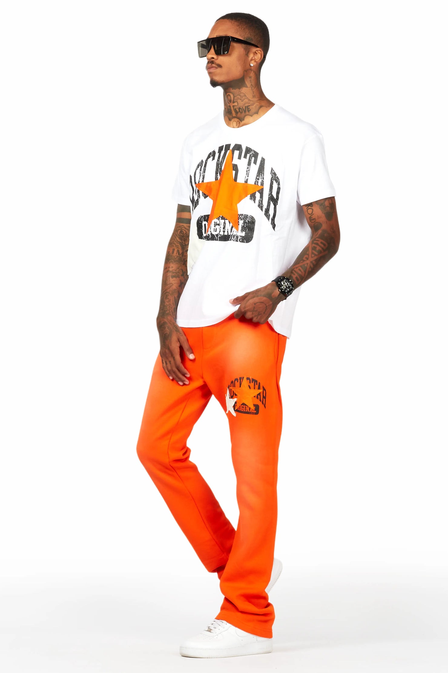 Mallor White/Orange T-Shirt/Stacked Track Set