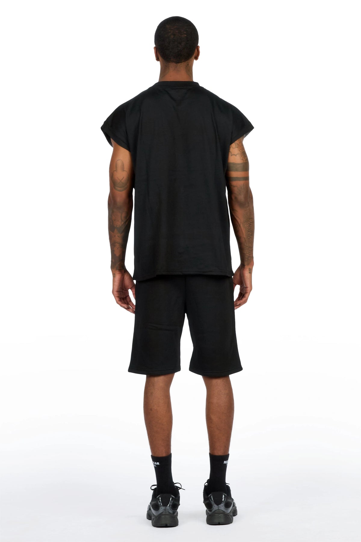 Fields Black/Grey Cut Sleeve T-Shirt Short Set