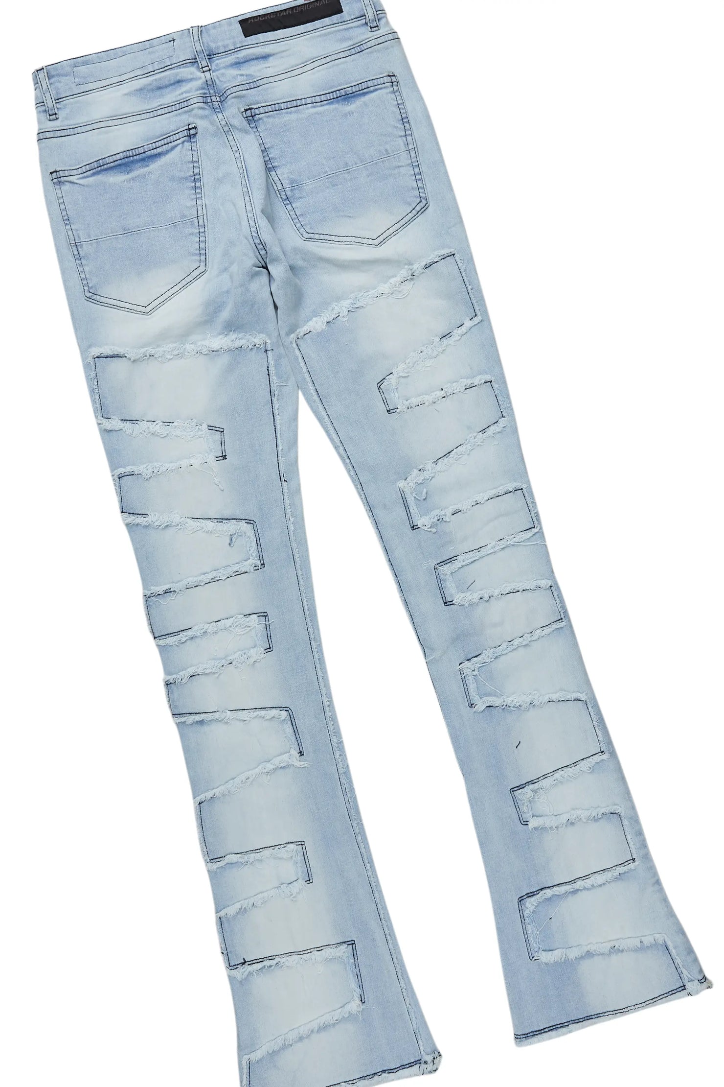 All Seeing Eyes White/Blue Long Sleeve T-Shirt/Stacked Flare Jean Set