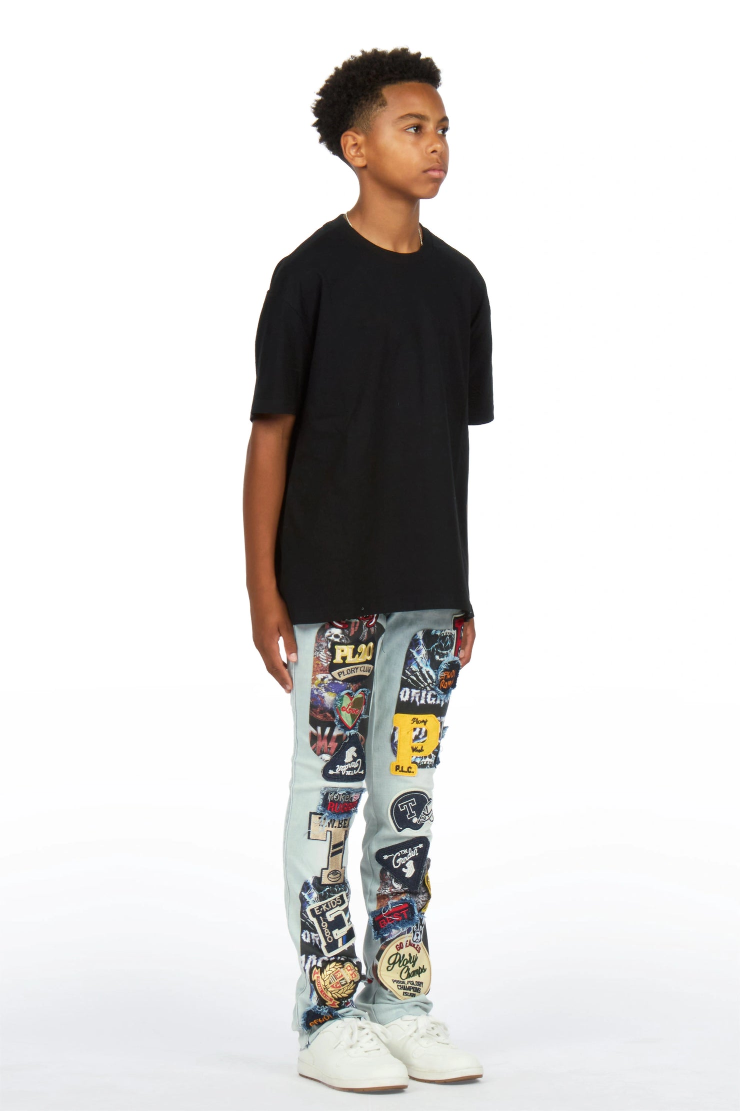 Boys Espen Blue Slim Patchwork Jean