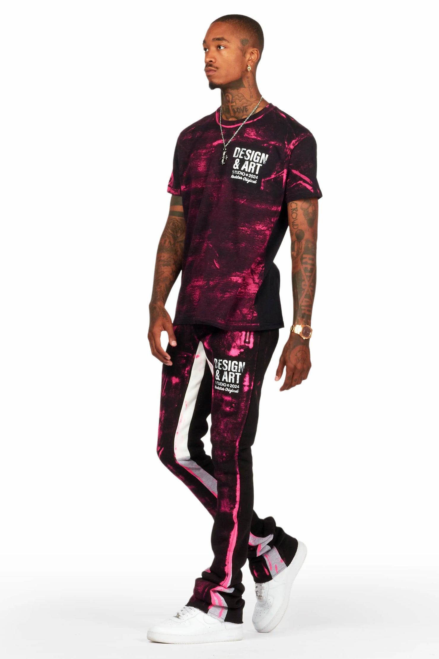 Eldon Black/Pink T-Shirt/Super Stacked Flare Track Set