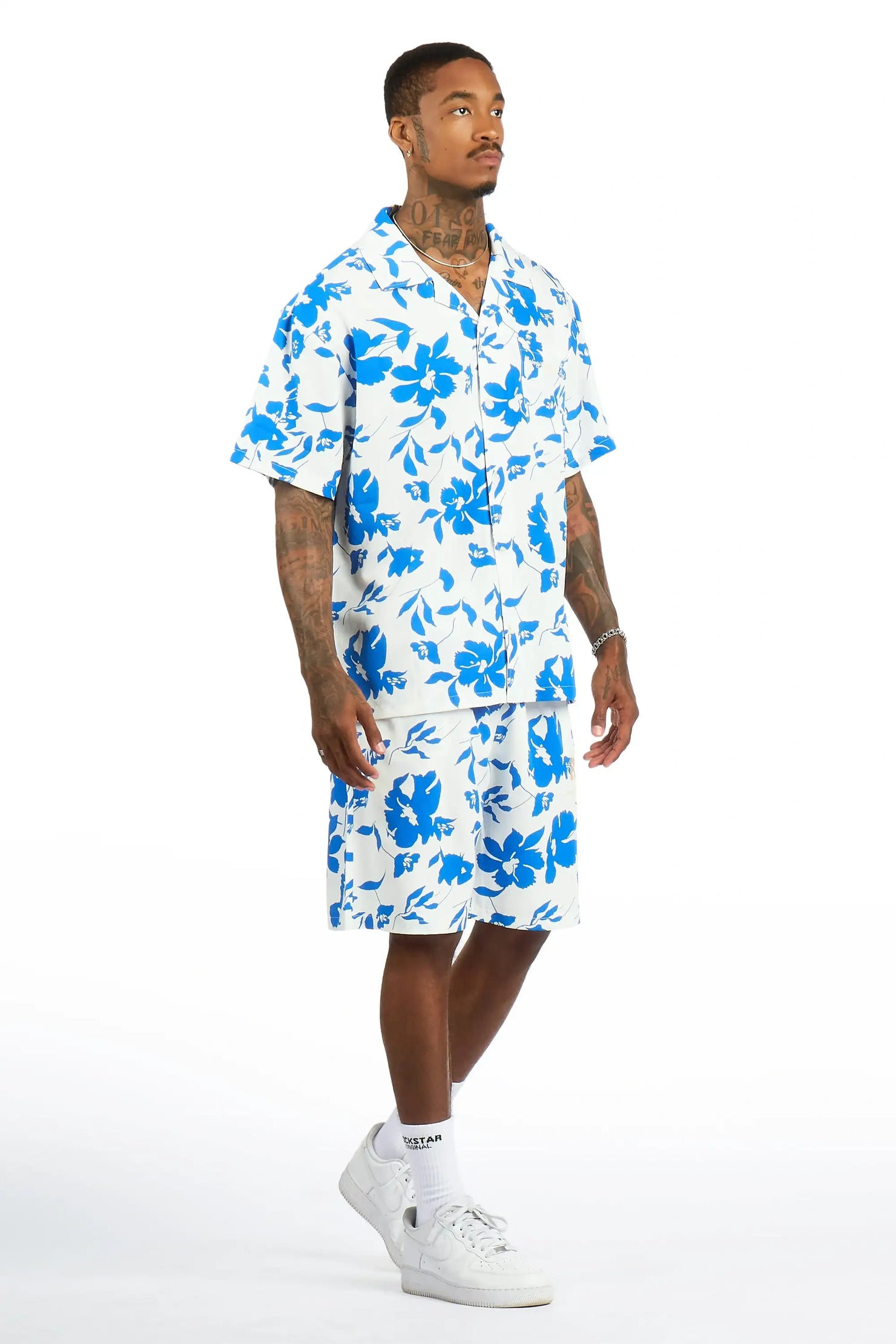Puka Light Blue Button Down Shirt/Short Set