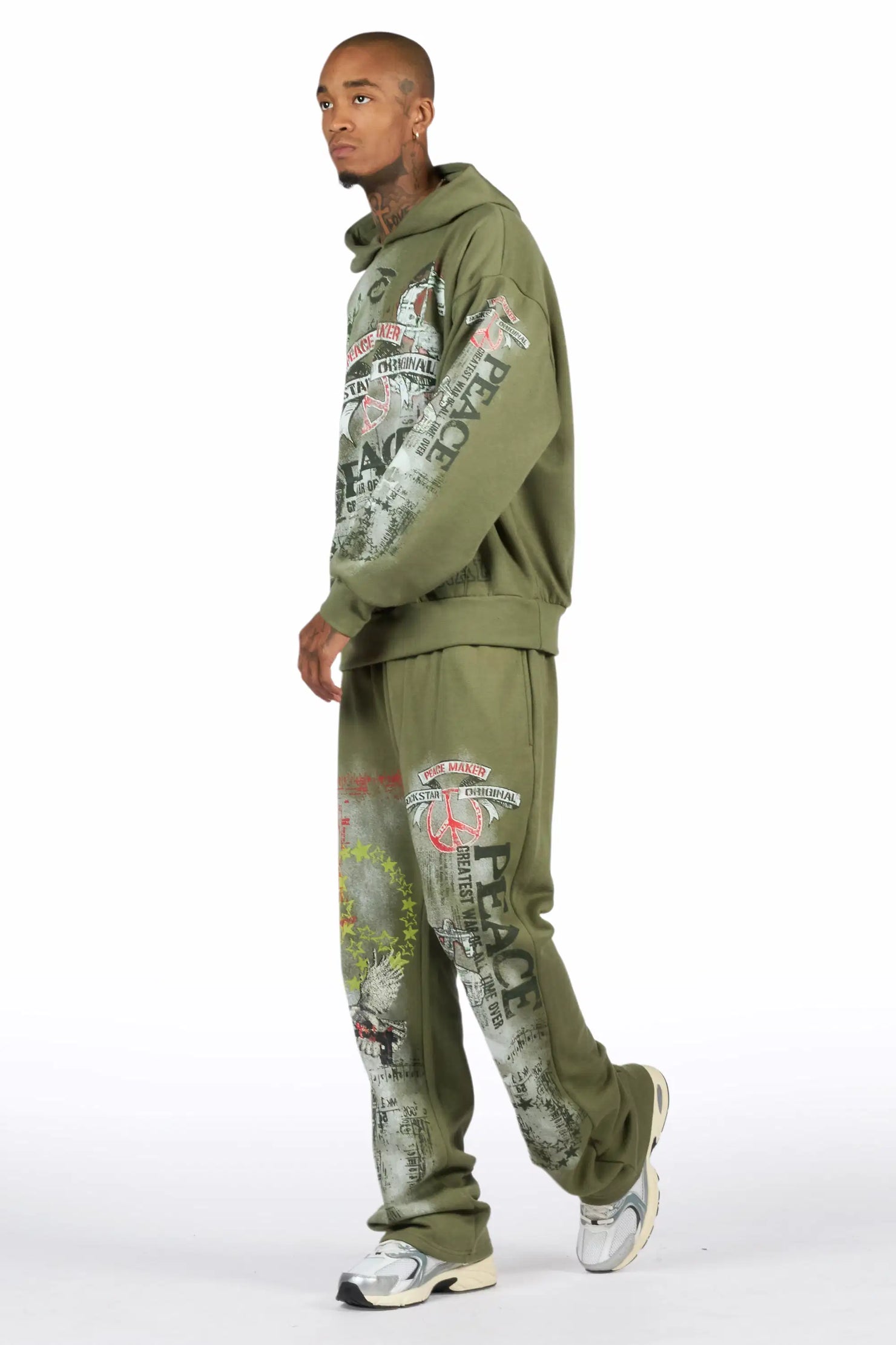 Seiko Army Green Hoodie Baggy Track Set