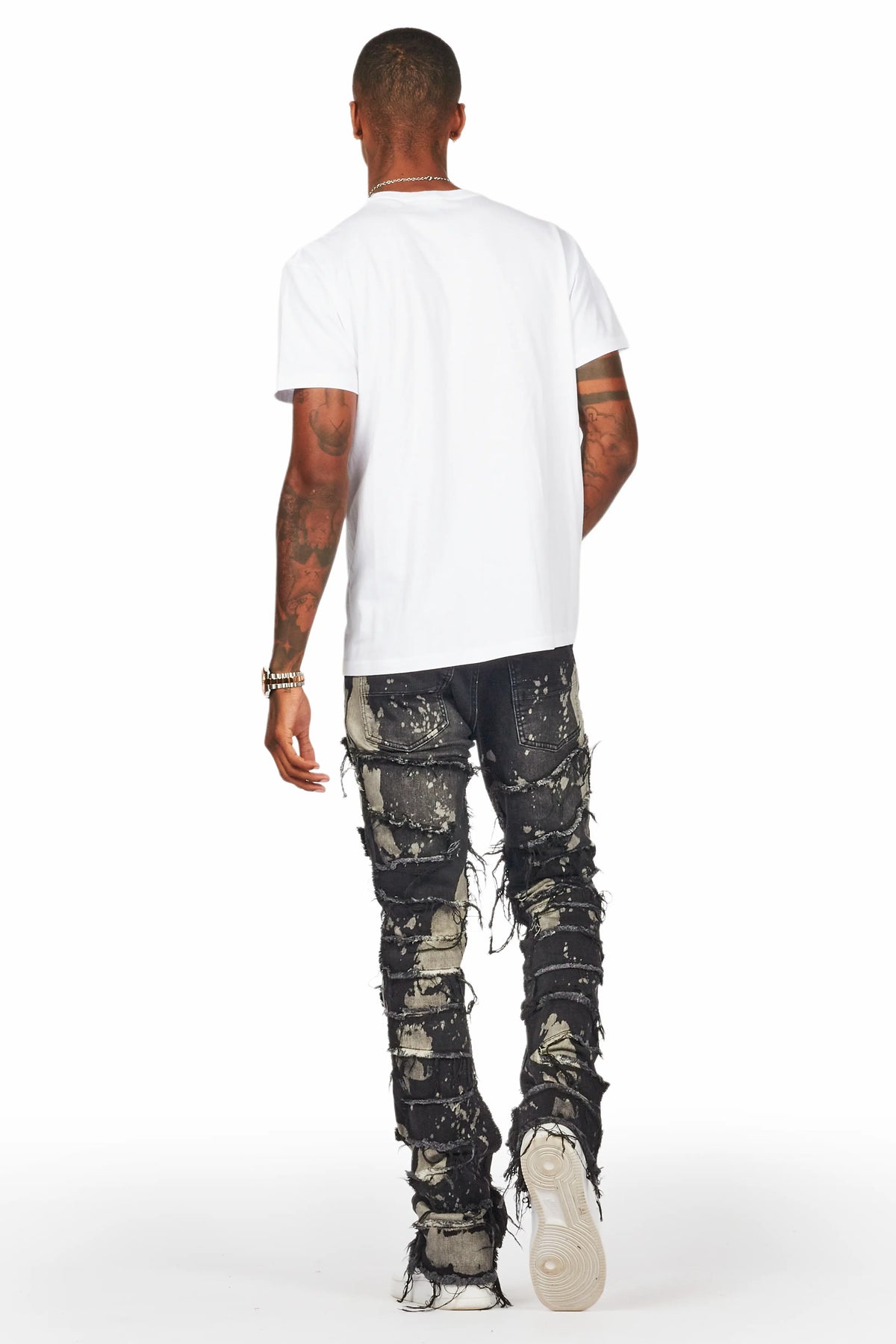 Laban Black Bleach Stacked Flare Jean