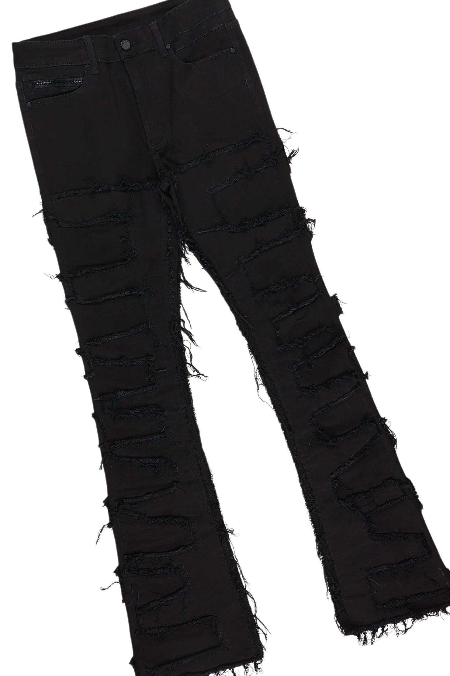 Ika Black Knit Hoodies & Shake Stacked Flare Jean Bundle