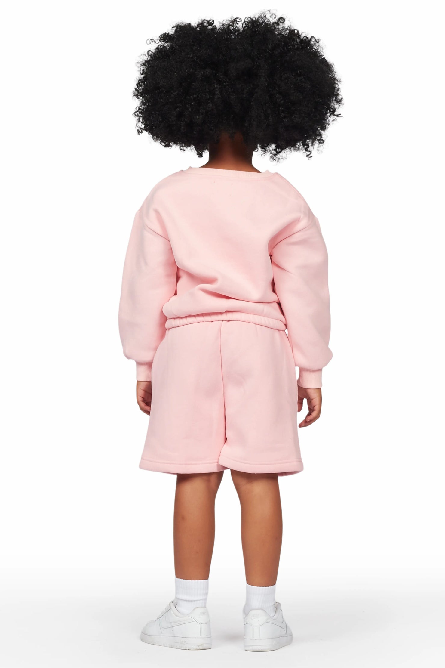 Girls Dally Light Pink Crop Top Short Set