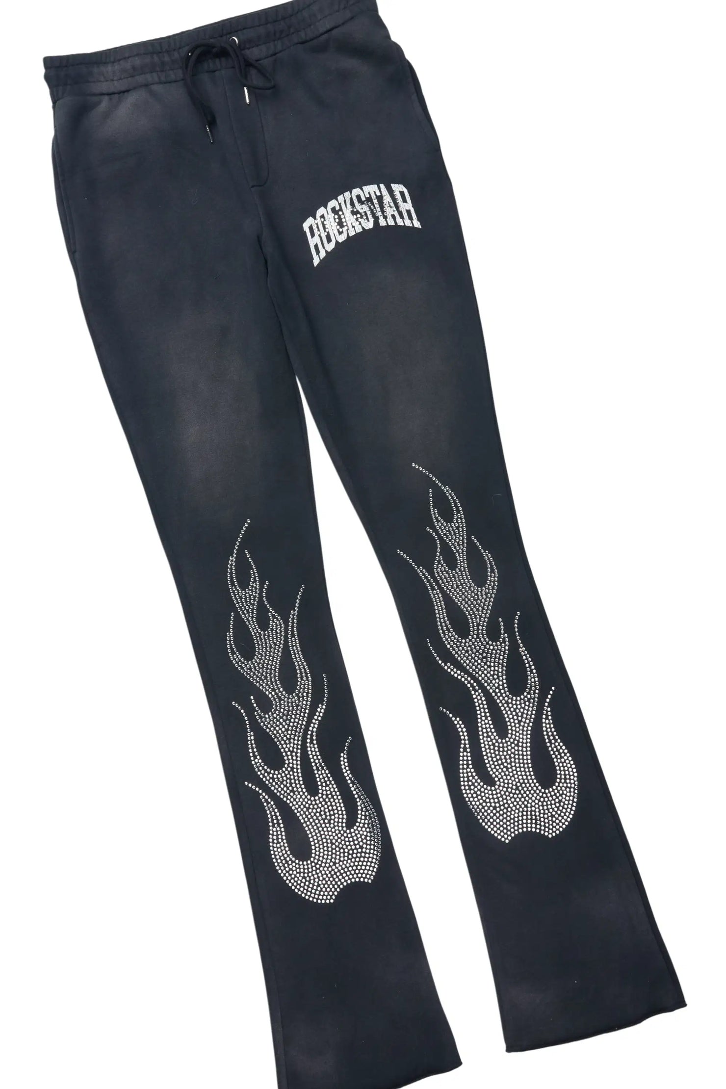 Strass Black Rhinestone Hoodie/Stacked Pant Track Set